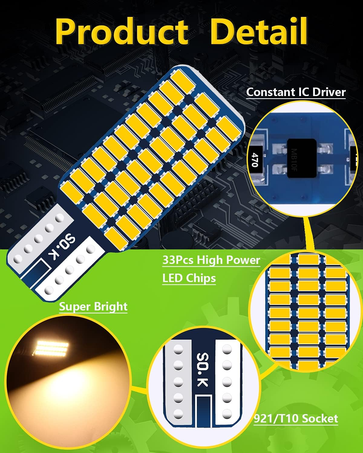 UNXMRFF - Super Bright Natural Warm White T10 921 922 912 LED Bulb for 12V RV Ceiling Dome Light/Rv Interior Lighting/Travel Trailer/Camper/Boat (Pack of 10) - Warm White image number 4