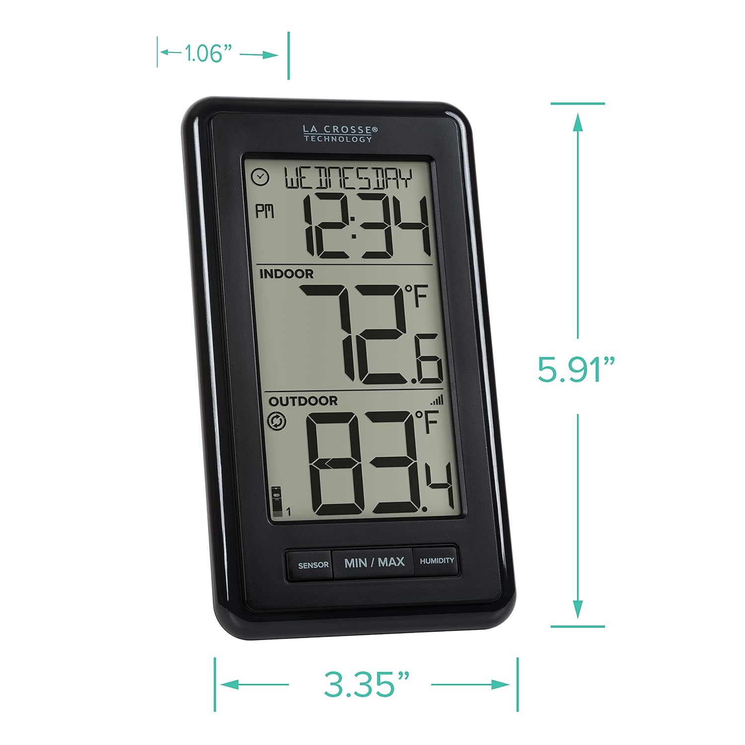 La Crosse Technology 308-43647-INT Digital Black Wireless Thermometer with Indoor Humidity image number 6