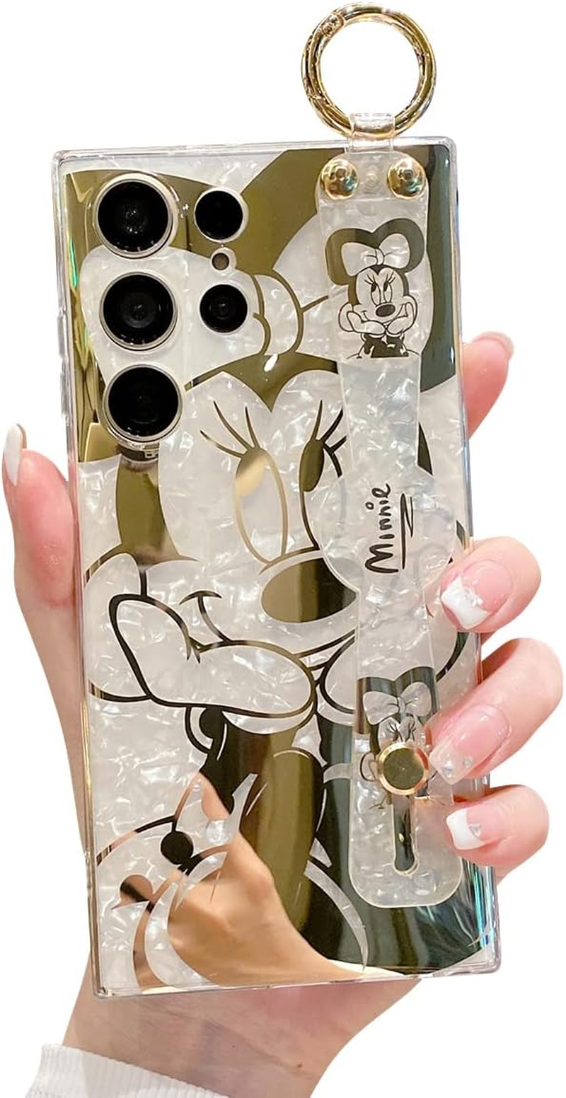 Meishangmei for Samsung Galaxy S25 Ultra Case 6.9" Sparkle Bling with Strap Stand Cute Pattern IMD Plating Design Silicone Shockproof Protective Glitter Cases Cover for Girls and Women - Minnie image number 5