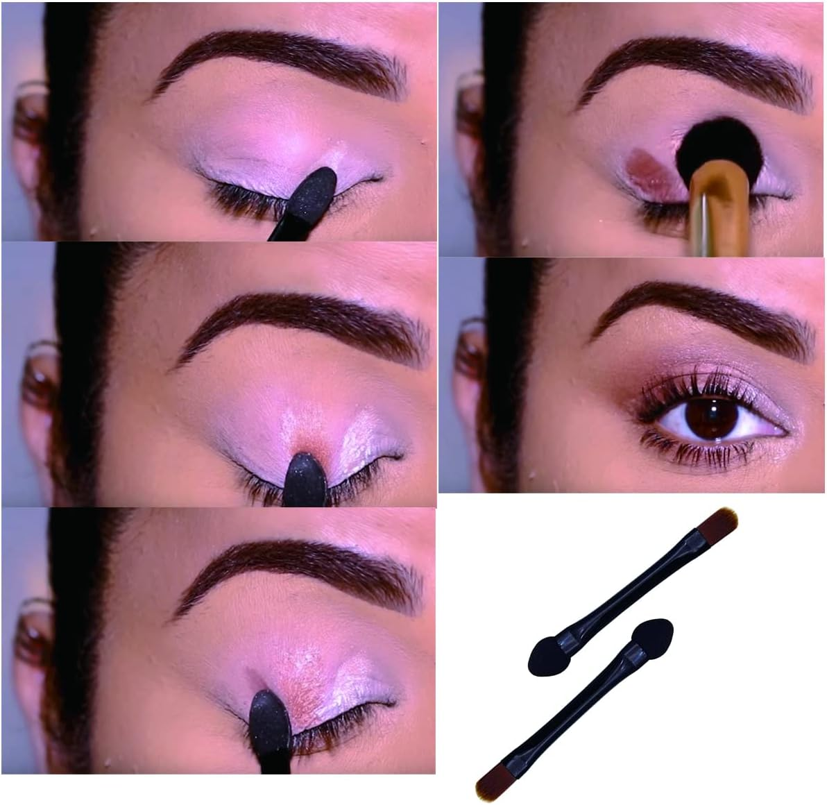 V&ocirc;saidi Eyeshadow Brushes 10Pcs Makeup Set - Dual Sides Sponge Applicator, Travel Brush, Concealer Brush image number 5