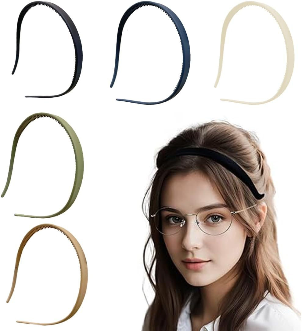CATOR Pack of 5 Women'S Headbands, Hair Band, Women'S Zigzag Headband with Clips, Thin Headbands, Women, Matte Finish, Non-Slip, Ideal for Glasses and Everyday Use image number 2