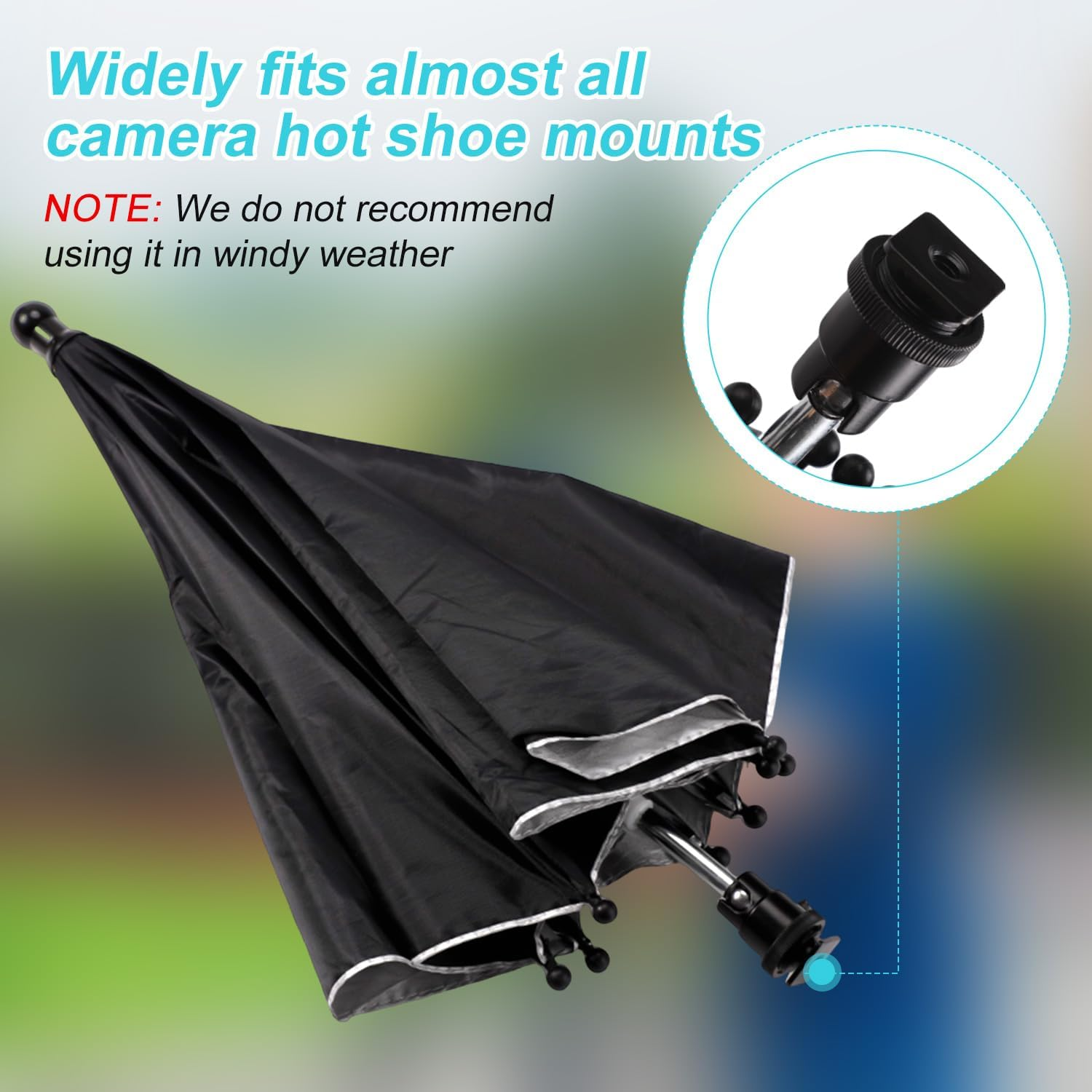 Camera Hot Shoe Umbrella, Waterproof Camera Umbrella DSLR Camera Sunshade Rain Cover Protector for Canon Rebel T8I, T7, T7I, T6I, T6, SL3, SL2, EOS 90D, 80D, 2000D, 5DM4, Z9