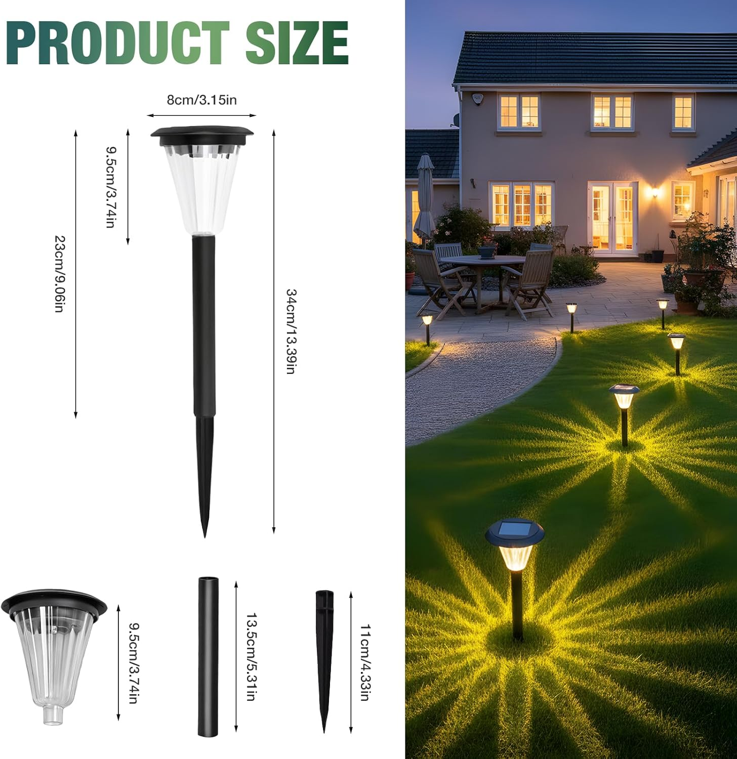 Advwin Solar Pathway Lights, 8 Pack Solar Outdoor Garden Lights, Waterproof Solar Powered Stake Lights Auto On/Off for Pathway Garden Yard Path Walkway Driveway Lawn Patio outside Decor image number 6