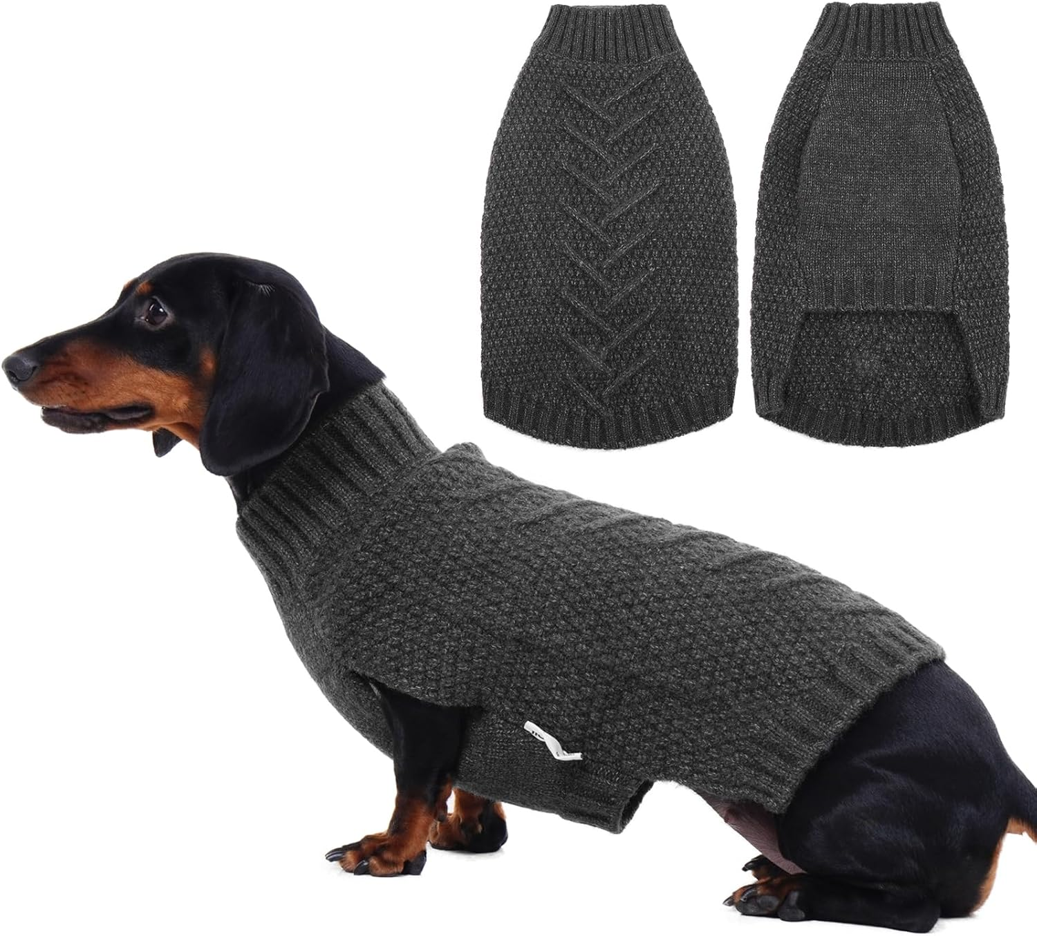 Iecoii Dog Sweater,Dog Sweaters for Medium Dogs Girl and Boy,Thermal Knitted Dog Christmas Sweater for Cold Weather,Small Medium Dog Sweaters for Christmas Outfits,Pug,Dachshund Sweaters,Darkgrey-Xl