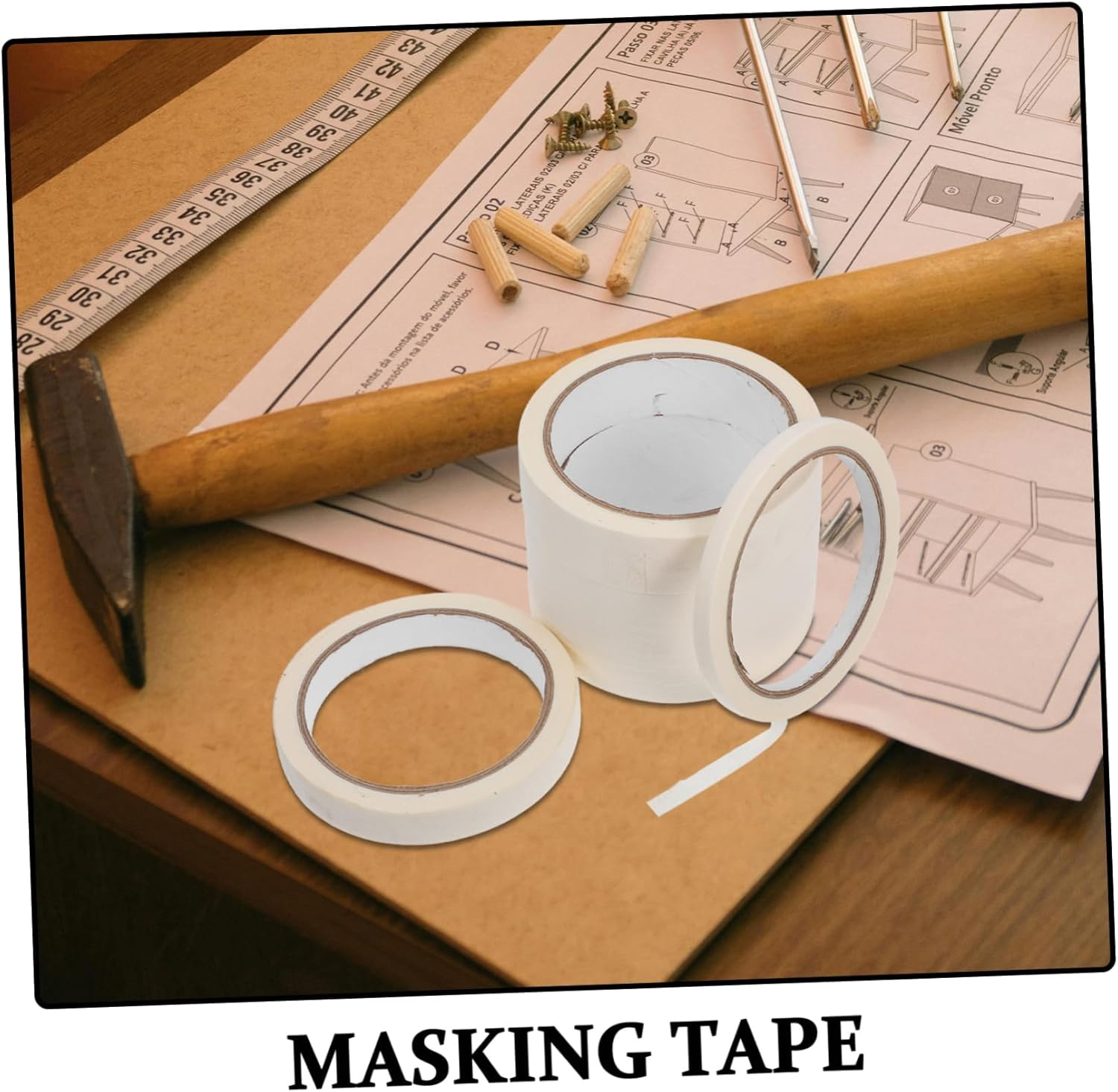 Masking Paper Tape Roll 4 Rolls Automotive Painting Masking Tape High-Temperature Non-Slip image number 6