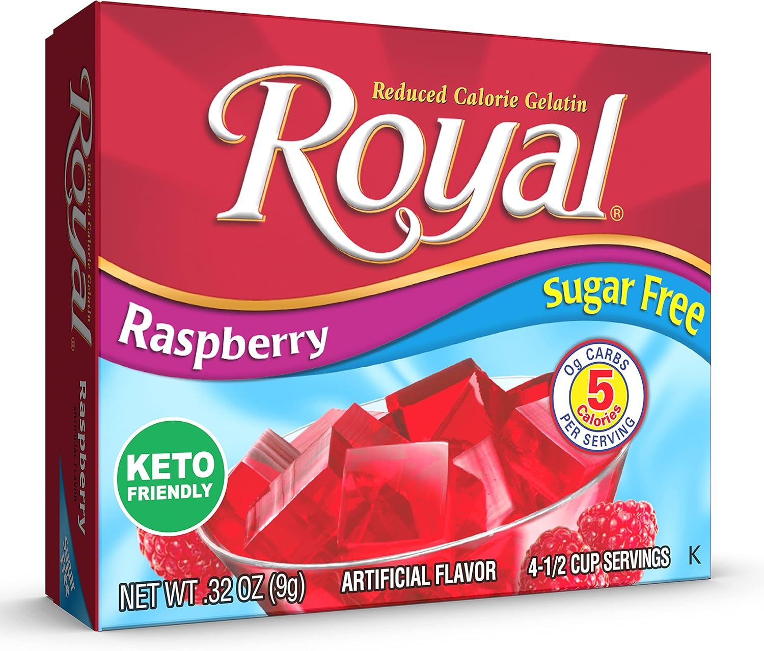 Royal Raspberry Gelatin Dessert Mix, Sugar Free and Carb Free (12 - .32Oz Boxes) image number 6