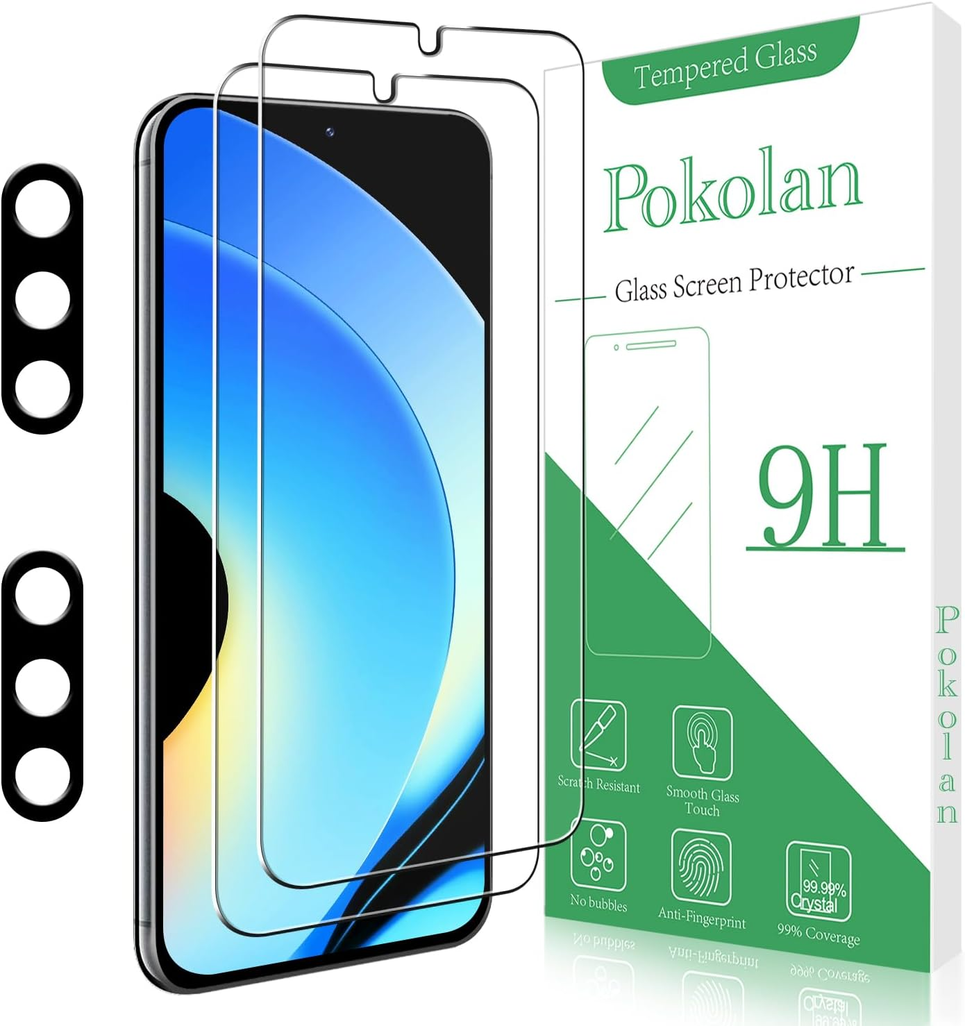 Pokolan 2+2 Pack Screen Protector for Samsung Galaxy S25 Ultra Tempered Glass, with Camera Lens Protector, 9H Hardness, No Bubbles, Anti-Scratch, Ultra Resistant