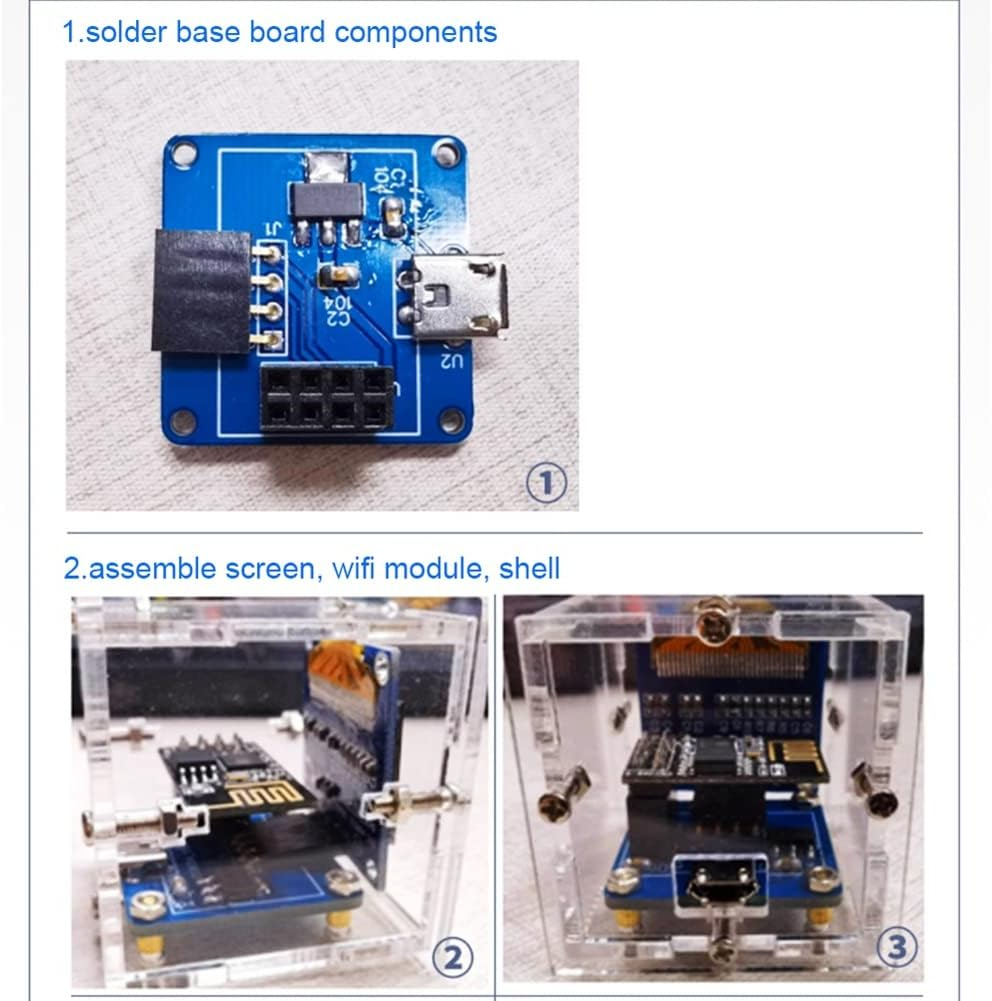 Dovhmoh ESP8266 DIY Electronic Kit Mini Clock OLED Display Connect with Shell DIY Soldering Project image number 2