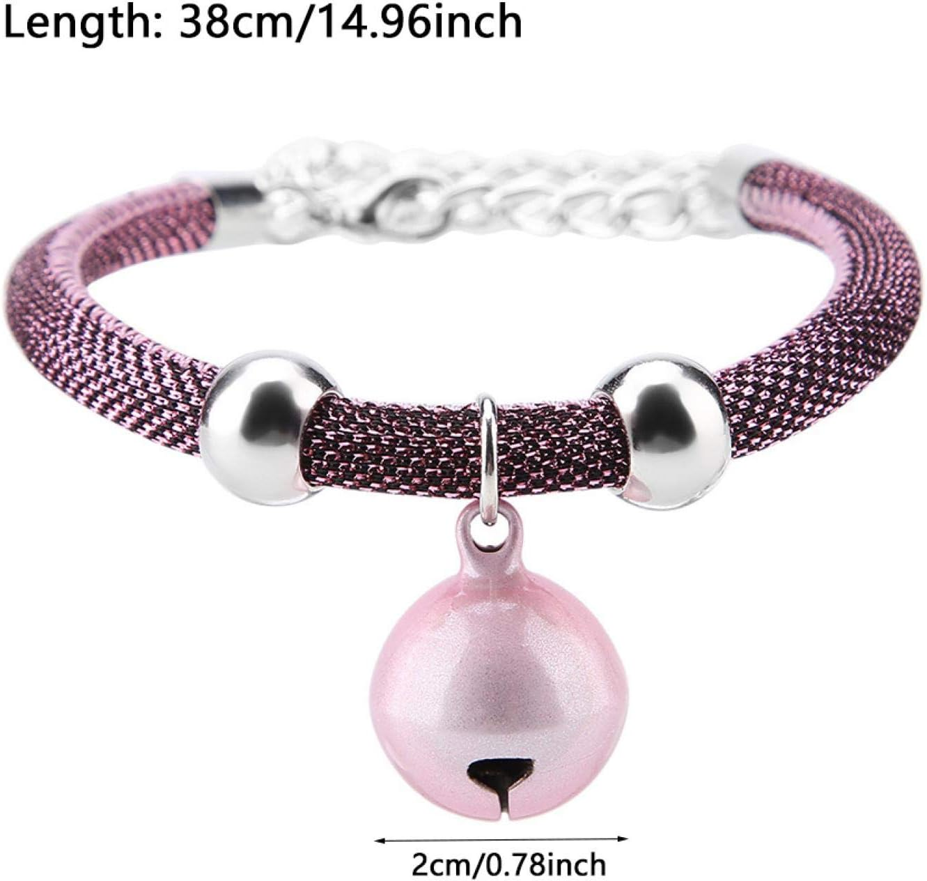 EVTSCAN Japanese Style Pet Collar Nylon Accessory Bell Collar for Cats with Extension Chain (Pink) image number 5
