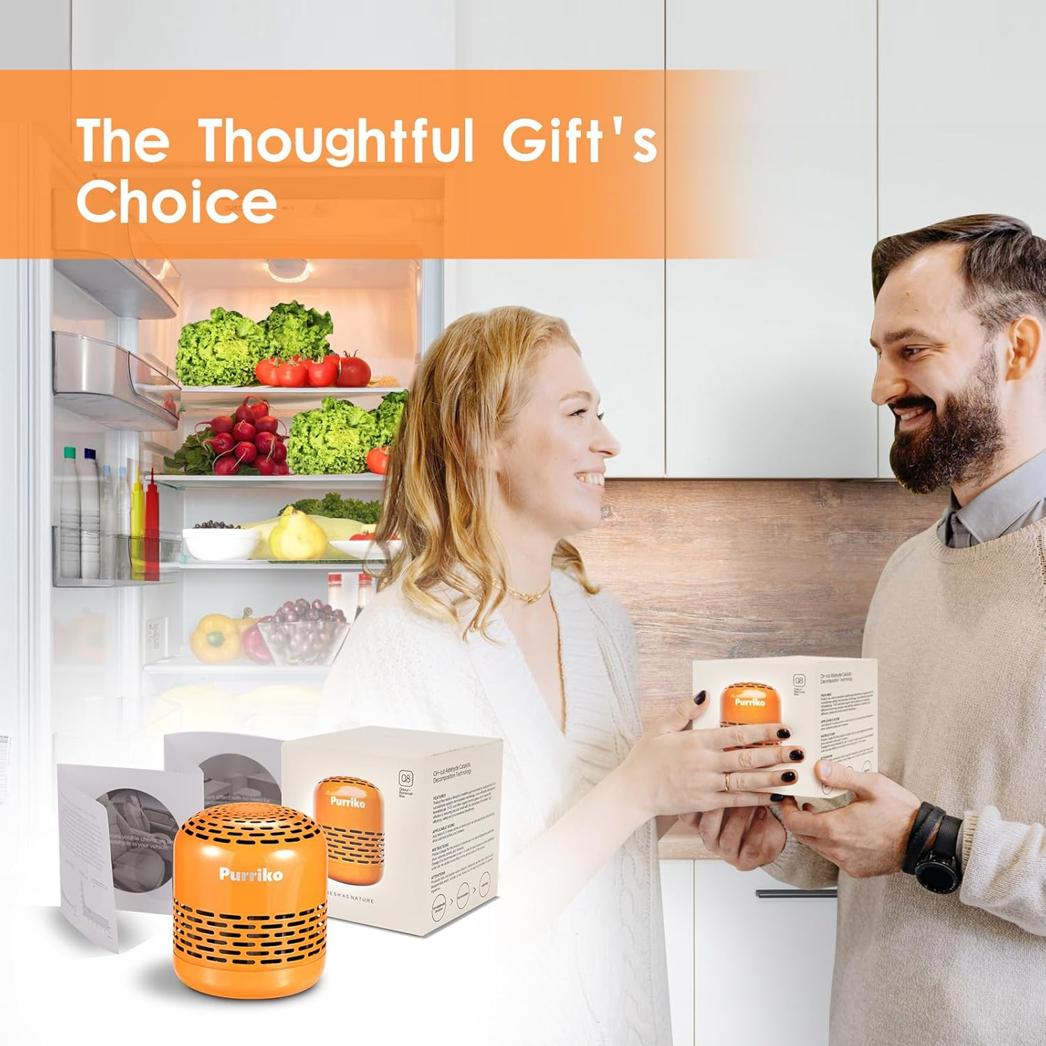 Refrigerator Deodorizer,Lasts for 10 Years,Refrigerator Odor Eliminator,Fridge Deodorizer,More Effective than Baking Soda Bamboo Air Purifying Bags,Orange image number 5