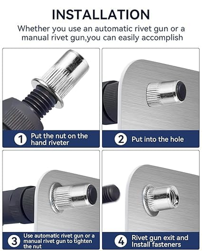 100 Pcs M6 Stainless Rivet Nuts, Rivnuts Set, Flat Head, Steel Rivet Nuts, for Automotive, Furniture, Decoration image number 5