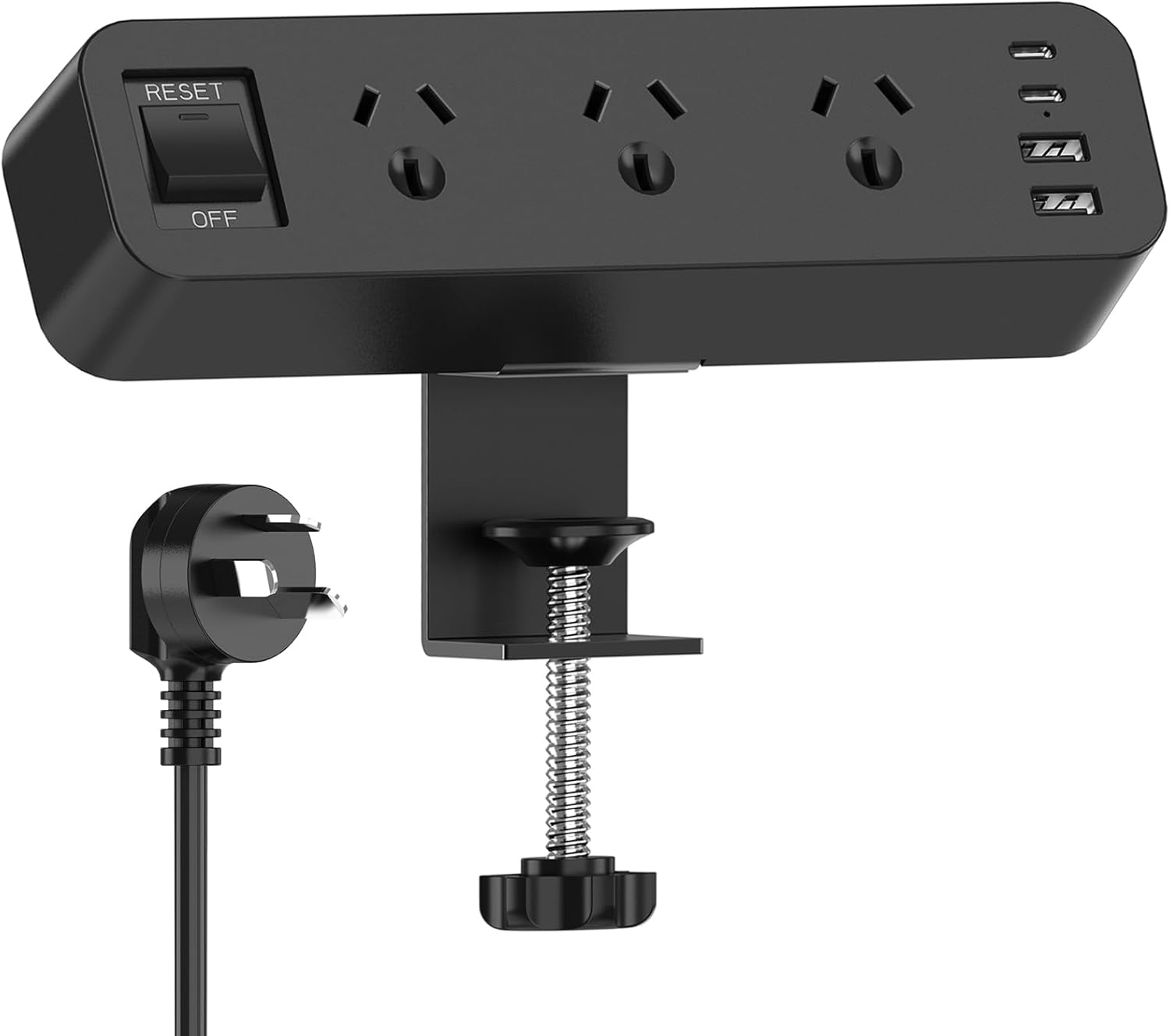 Yundian Power Strip with USB, 3 AC Outlets, 2 USB C Ports, 2 USB a Ports, 2M Extension Cord, 10A/2500W, Black