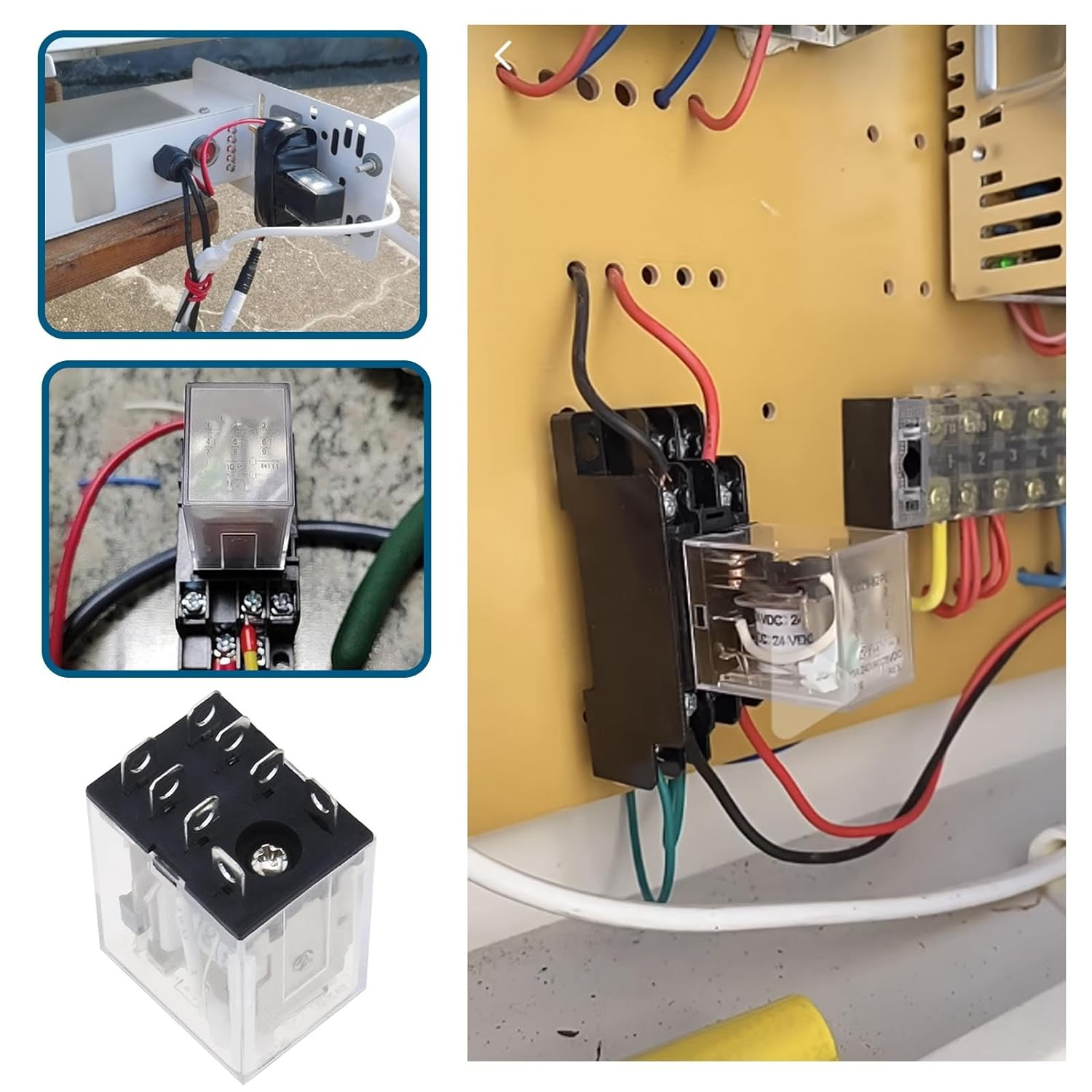 2Pcs DC 24V LED Indicator Light Electromagnetic Power Relay Coil 8 Pin with Plug Terminal Socket for Industrial Relays Compressor Motors Fan Motors