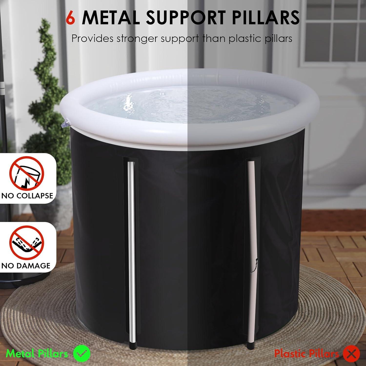 Todeco Ice Bath Tub, Portable Ice Plunge Bath Tub for Athletes,Folding Bathtub Inflatable Cold Therapy Hot Tub Spa Bucket for Adults, Indoor or Outdoor,Large Size