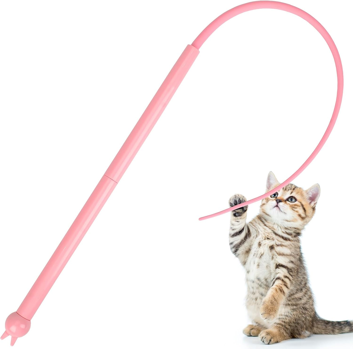 Cat Angel Long, Silicone Teaser Cat Wand Toy, Magic Tail Cat Toy, Cat Wand Interactive Cat Toy, Mouse Tail Teaser Cat Stick Cat Wand Toy for Indoor (A) image number 6