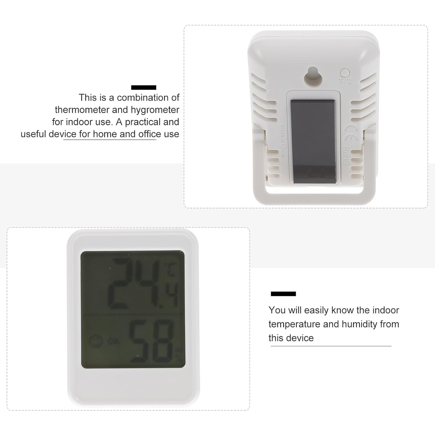 Yardenfun Accurate Digital Hygrometer with Display Portable Indoor Temperature and Humidity Monitor for Home Accessory with Magnetic Hook image number 5