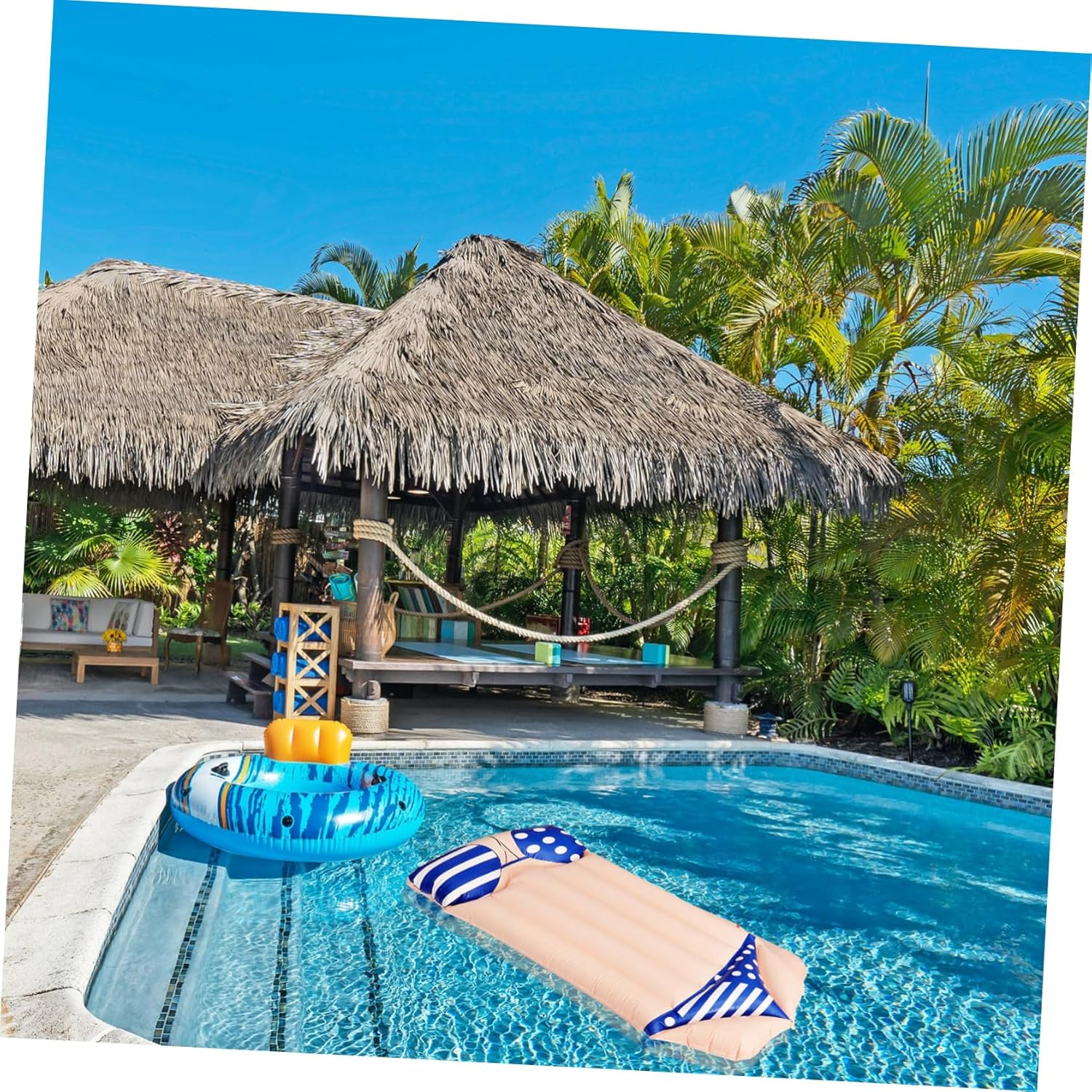 Ibasenice Inflatable Floating Bed for Swimming Bikini Style Swimming Mat Inflatable Swim Bed for Pool Relaxation Floating Cushion for Adults Use as in Pool image number 6