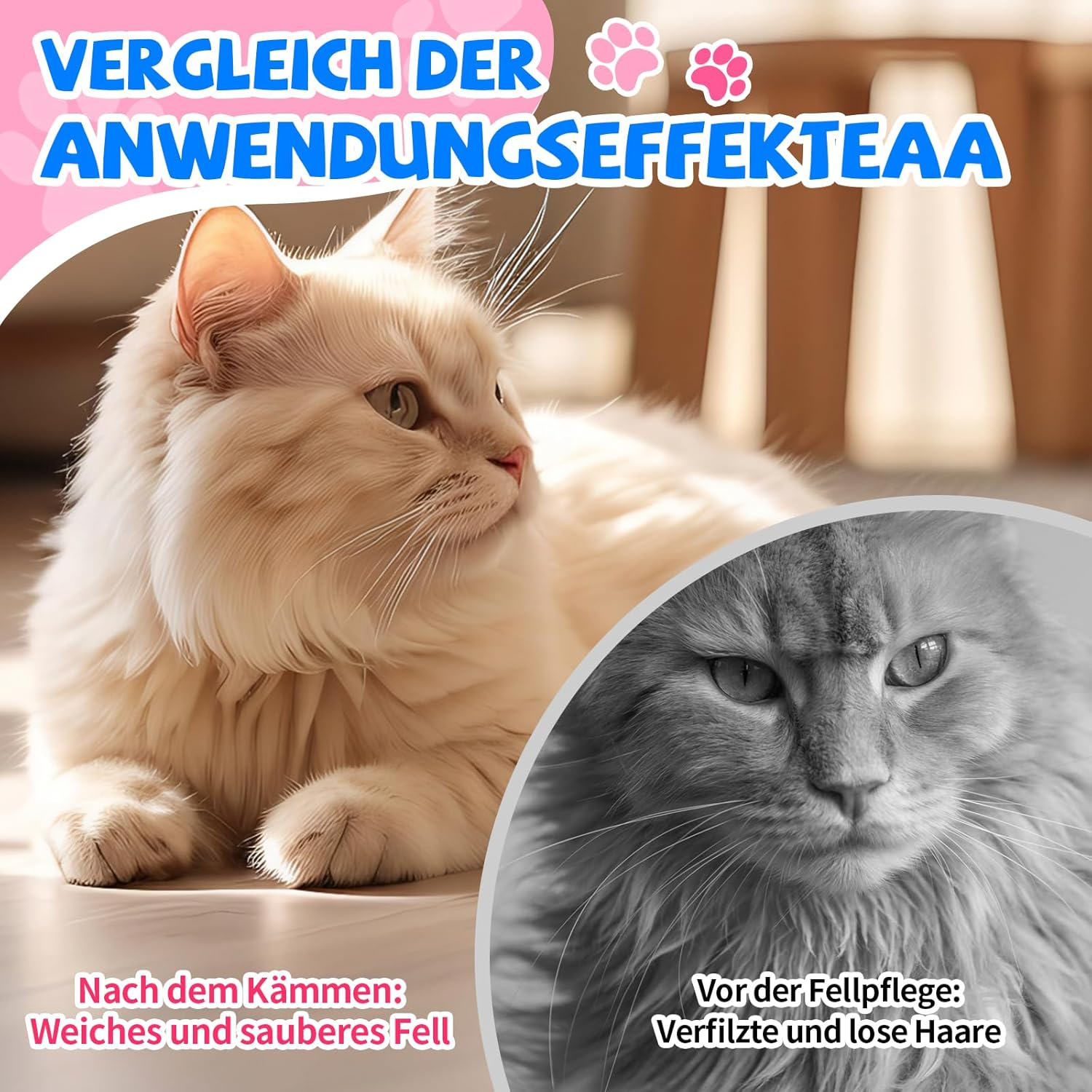 Pein Pack of 2 Cat Brush, Flea Comb Dogs and Fur Flash Brush Cat, Pet Combs with Release Button, Self-Cleaning Flea Comb for Dogs Cats, for Removing Hair and Knots image number 4