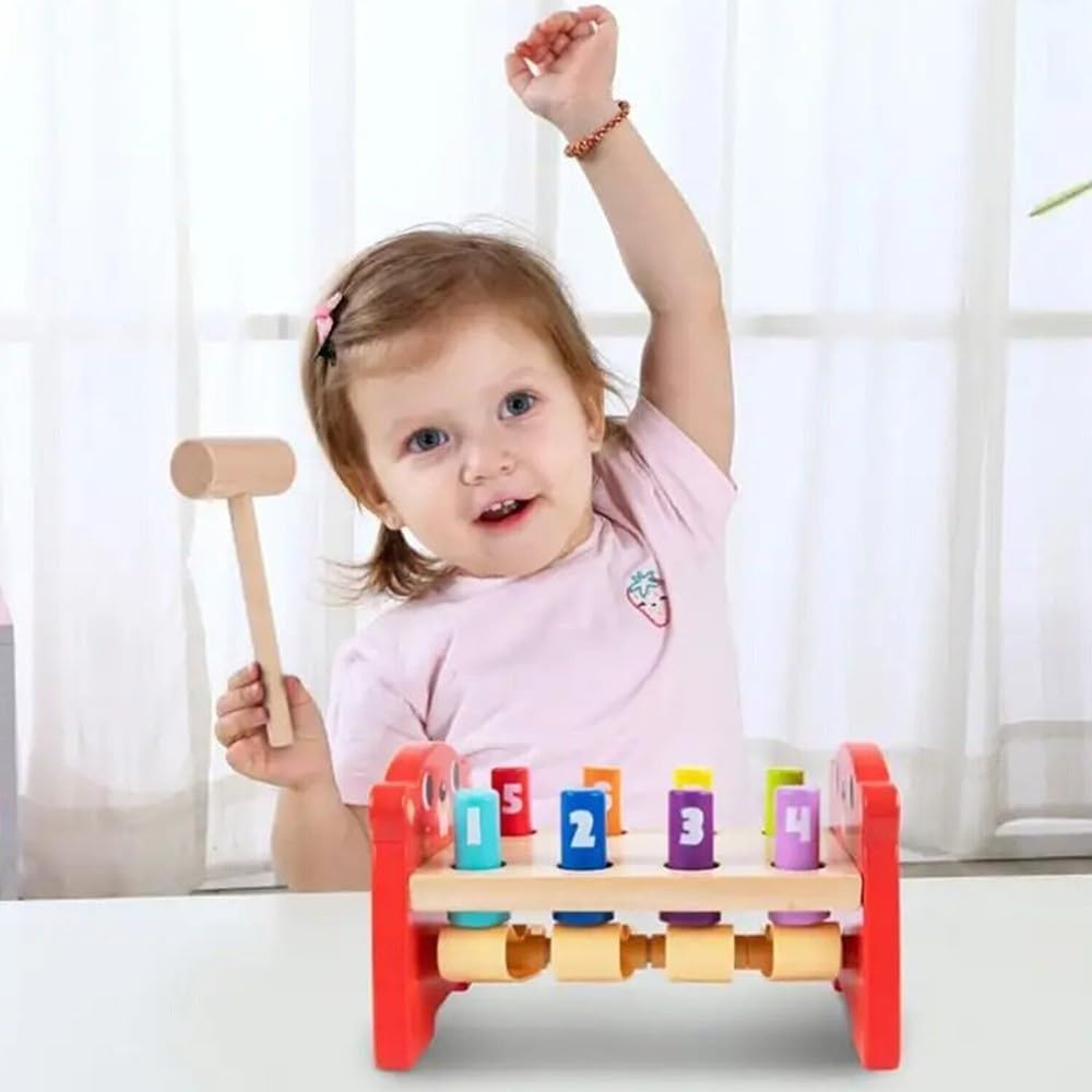 Tooky Toy Wooden Block Number Whack-A-Mole Game: Fun Number Whack-A-Mole Game for Kids image number 5