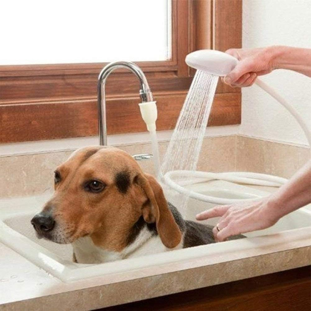 Dog Shower Attachment - Pet Faucet Sprayer Dog Shower Bath Head Spray Drains Strainer - Hose Sink Washing Hairdresser Hair Wash - Dog Shower with Adjustable Worm Gear Hose Clamps image number 5