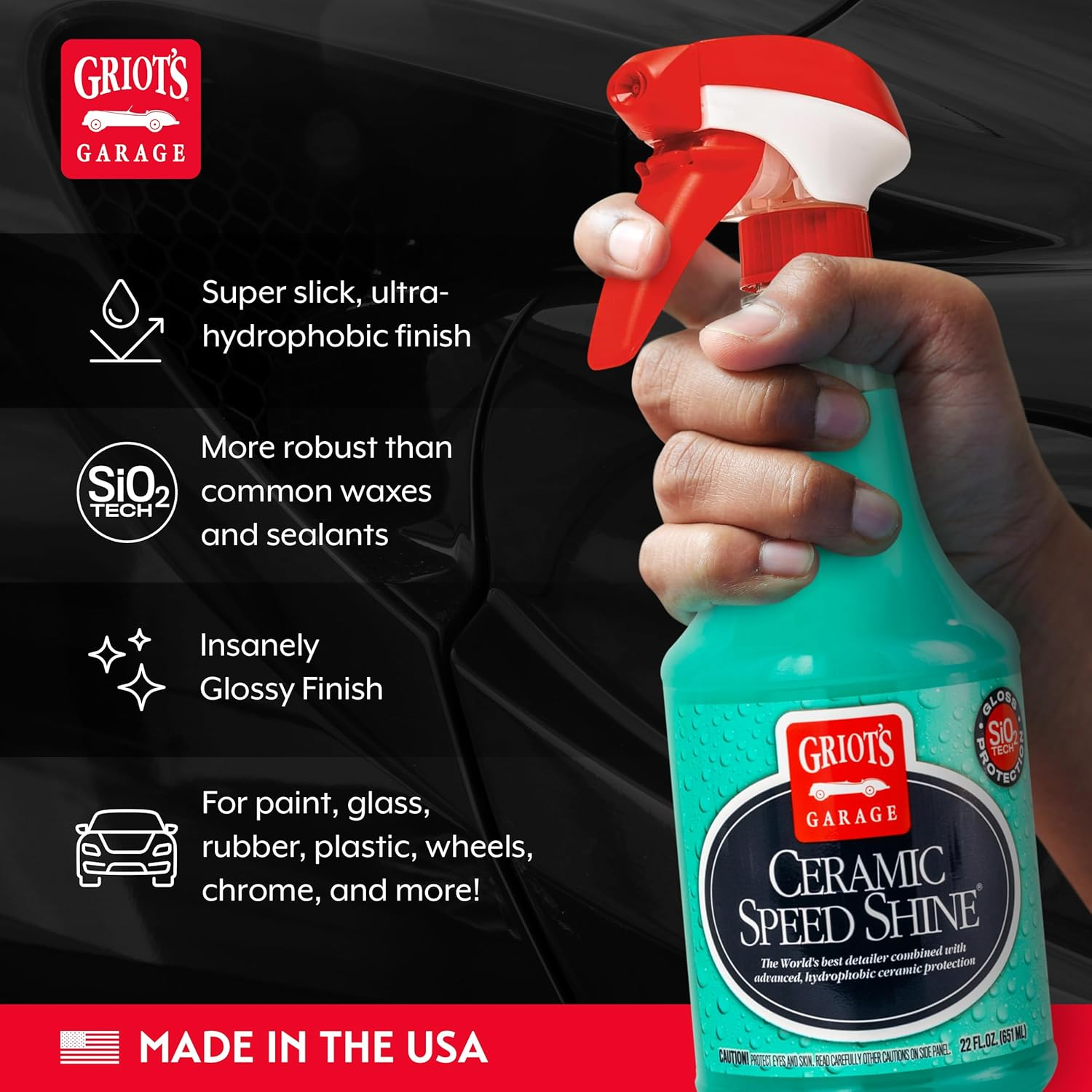 Griot'S Garage 10945 Ceramic Speed Shine 22Oz &ndash; Ceramic Quick Detailer & Clay Lubricant, Clean Your Vehicle While Appling Additional Sio2 Protection, Safe on All Existing Ceramic Coatings