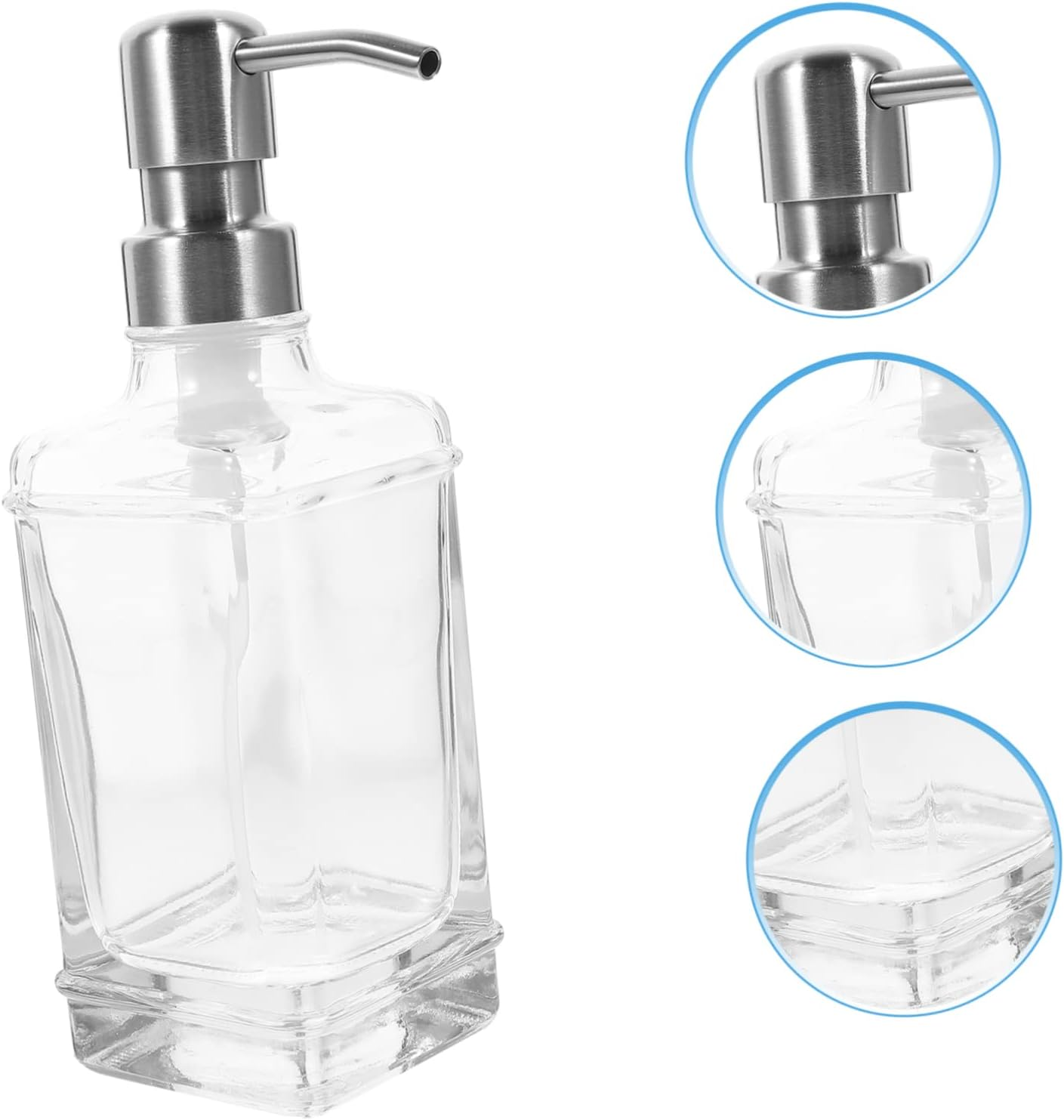 LIFKOME Stainless Steel Glass Liquid Soap Dispenser Pump Refillable Foaming Hand Wash Dispenser for Bathroom Kitchen image number 1