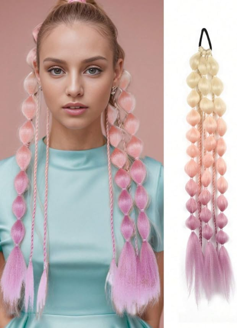 Ponytail Extensions, Glitter Festival Hair, Extensions 18 Inch, Pink Ombre, 2 Pack