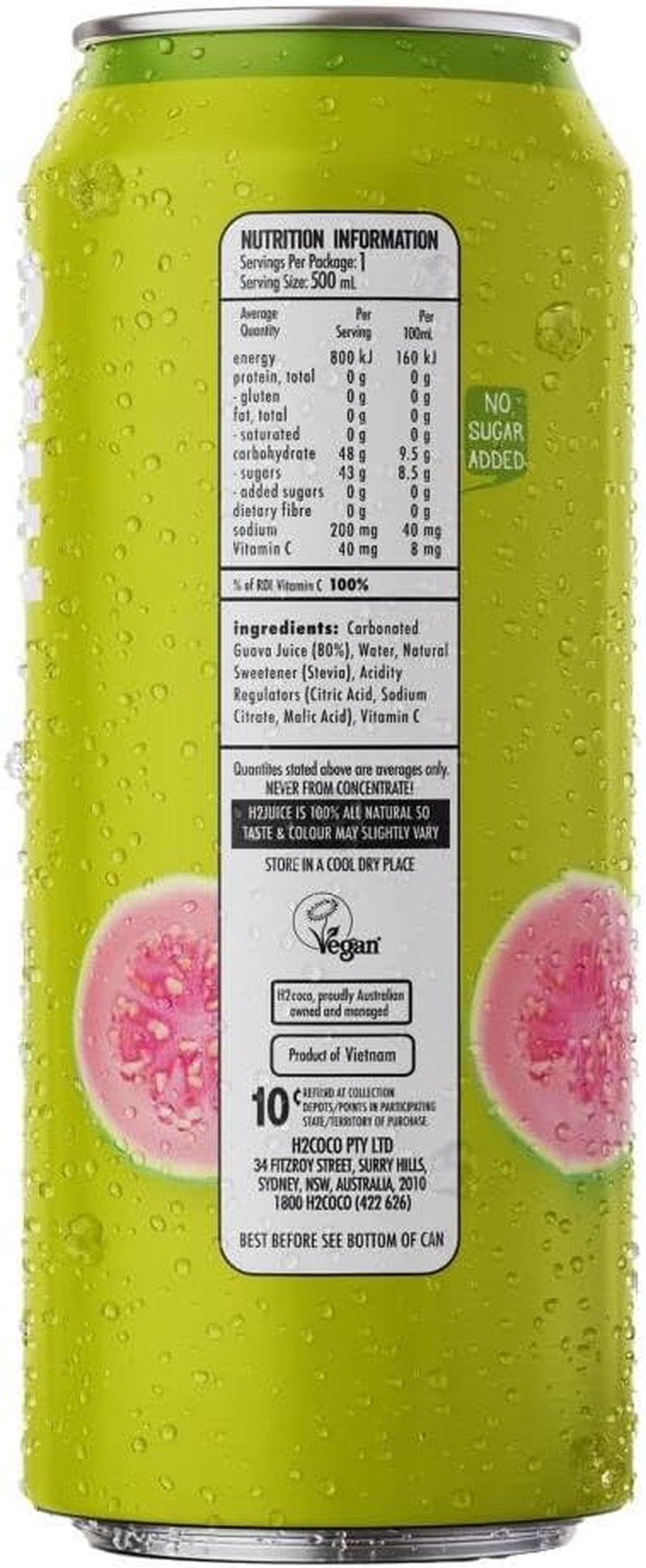 H2 Juice, 12 X 500 Ml, Sparkling Guava image number 1