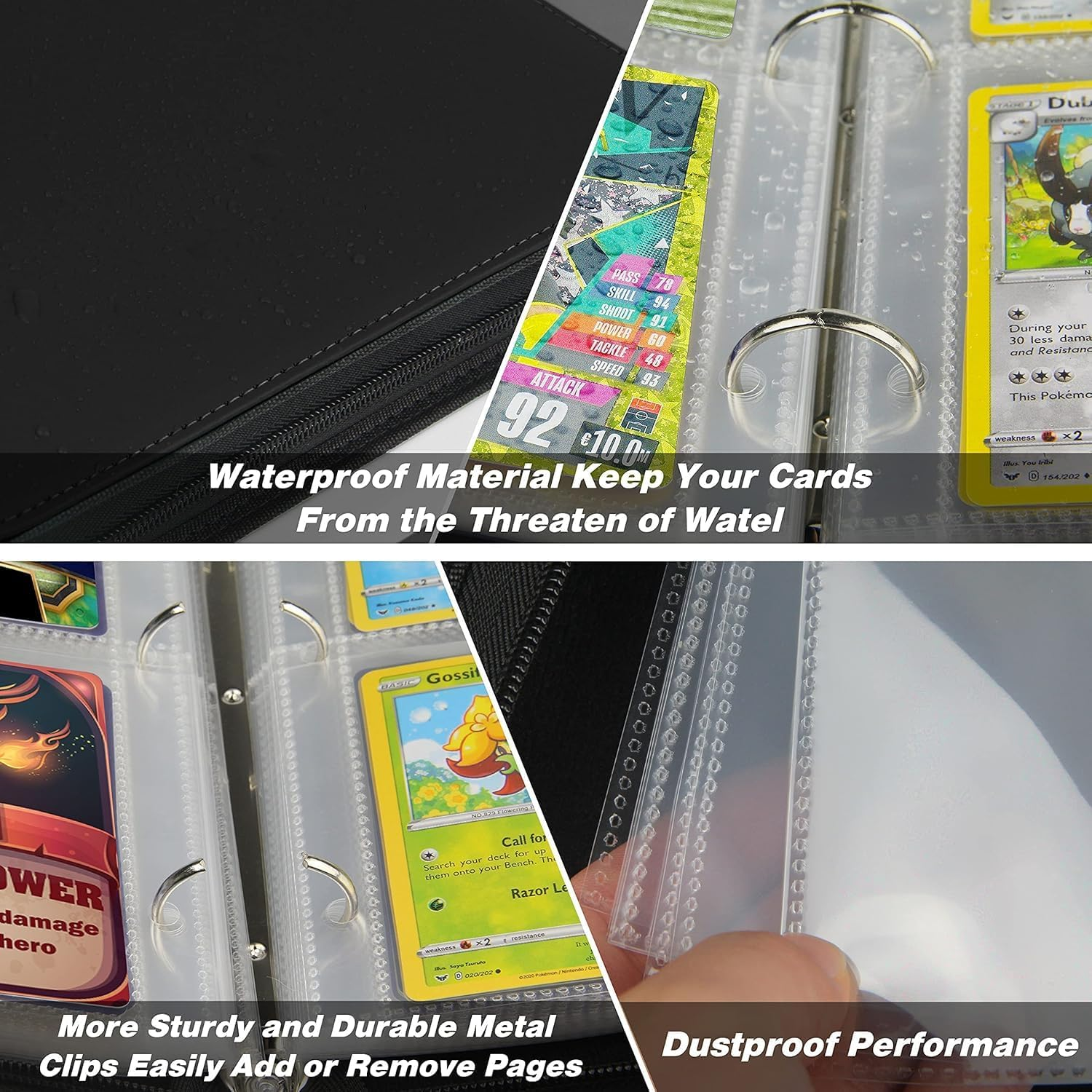 Card Binder for Trading Cards, 4-Pocket Pages Sleeves 400 Pockets Card Binders Holder Folder Album Book Protectors, Fit for PKMN Trading Cards and TCG Yugioh MTG Baseball Cards image number 6