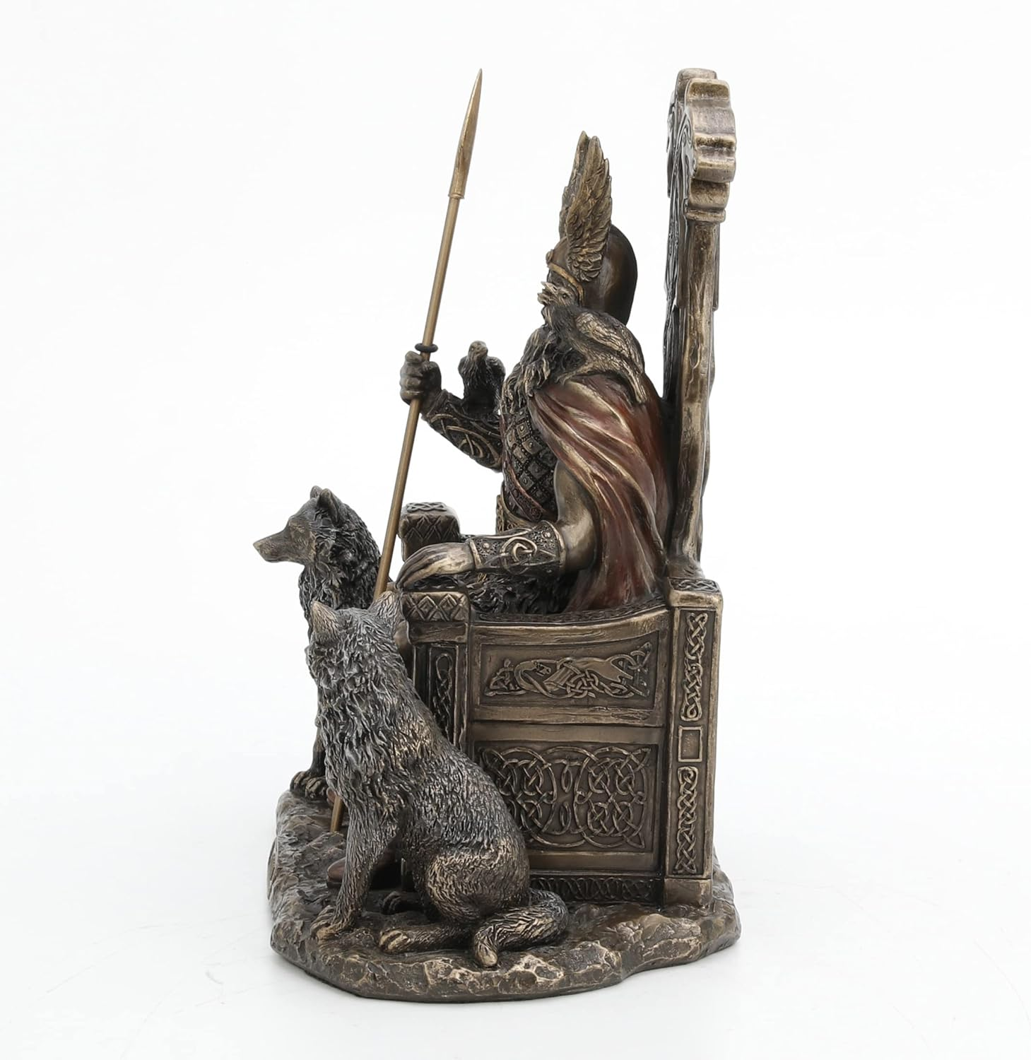 Veronese Design Resin Statues Norse God Odin on Throne with Wolves Bronze Finished Statue 7 X 10.25 X 4.75 Inches Bronze image number 3