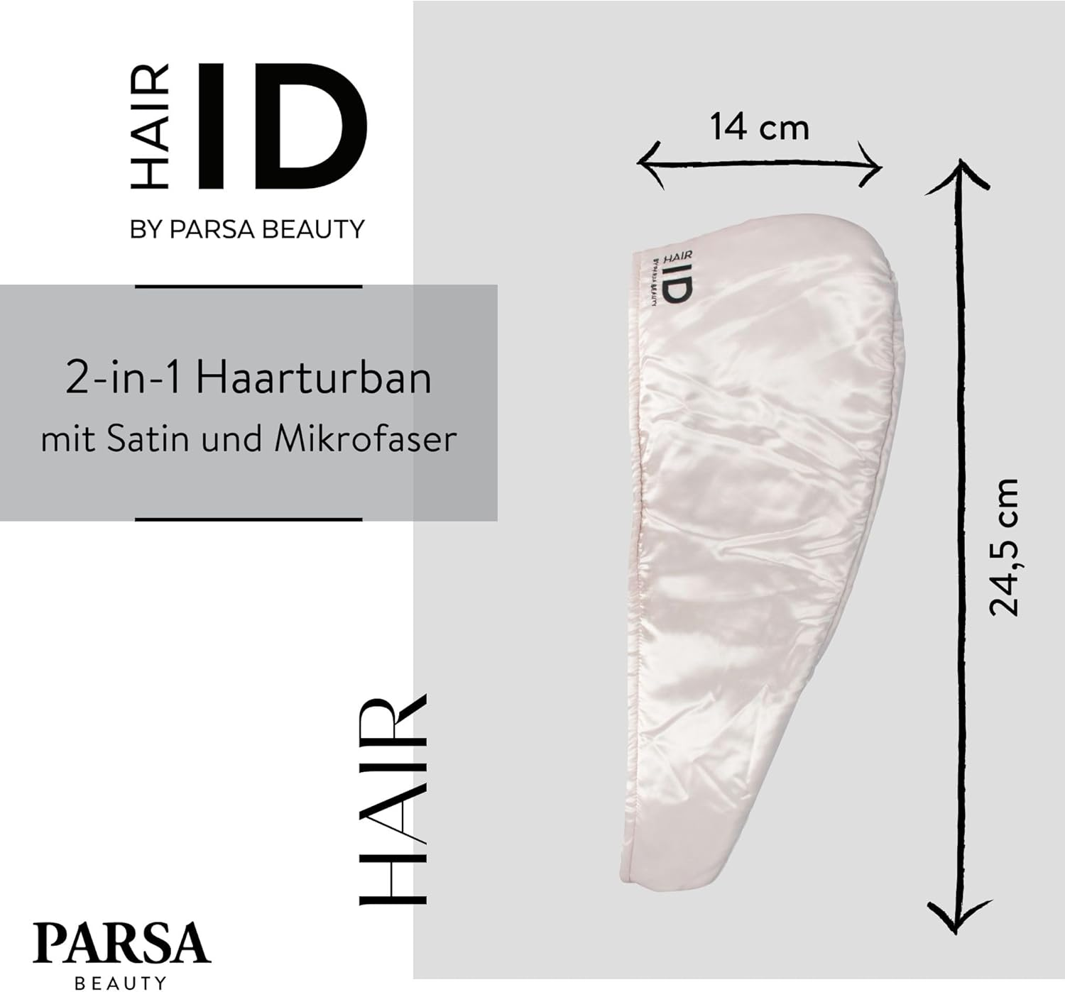 PARSA Beauty Hair ID 2-In-1 Hair Turban Anti-Frizz Turban Microfibre and Satin Hair Turban for Hair Drying and Hair Protection, Premium Reversible Function, Frizz Control, Hair Care for Day and Night image number 5