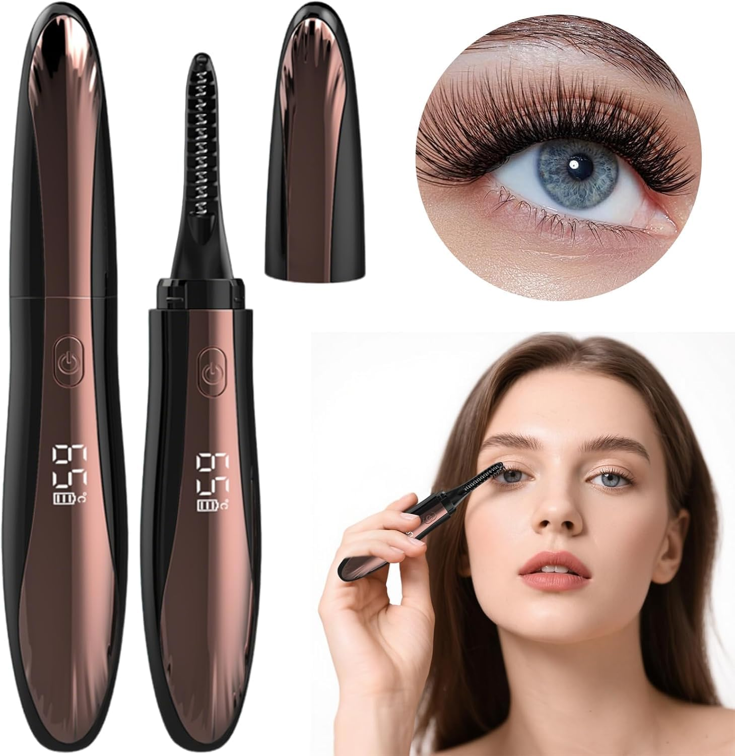 OBEST Heated Eyelash Curler, Electric Eyelash Curler, 8 Seconds Fast Heating with 4 Temperature Modes, Eye Lash Curler, Heated USB, LED Display,Heated for All Eyelashes image number 1