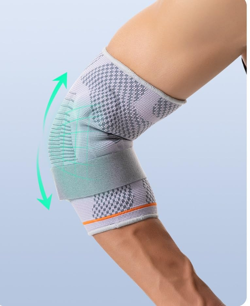 Venom Strapped Elbow Brace Compression Sleeve - Elastic Support for Tendonitis Pain Tennis Elbow Golfer'S Elbow Arthritis Bursitis Basketball Baseball Golf Lifting Sports Men Women (Grey, M -1 PC) image number 3