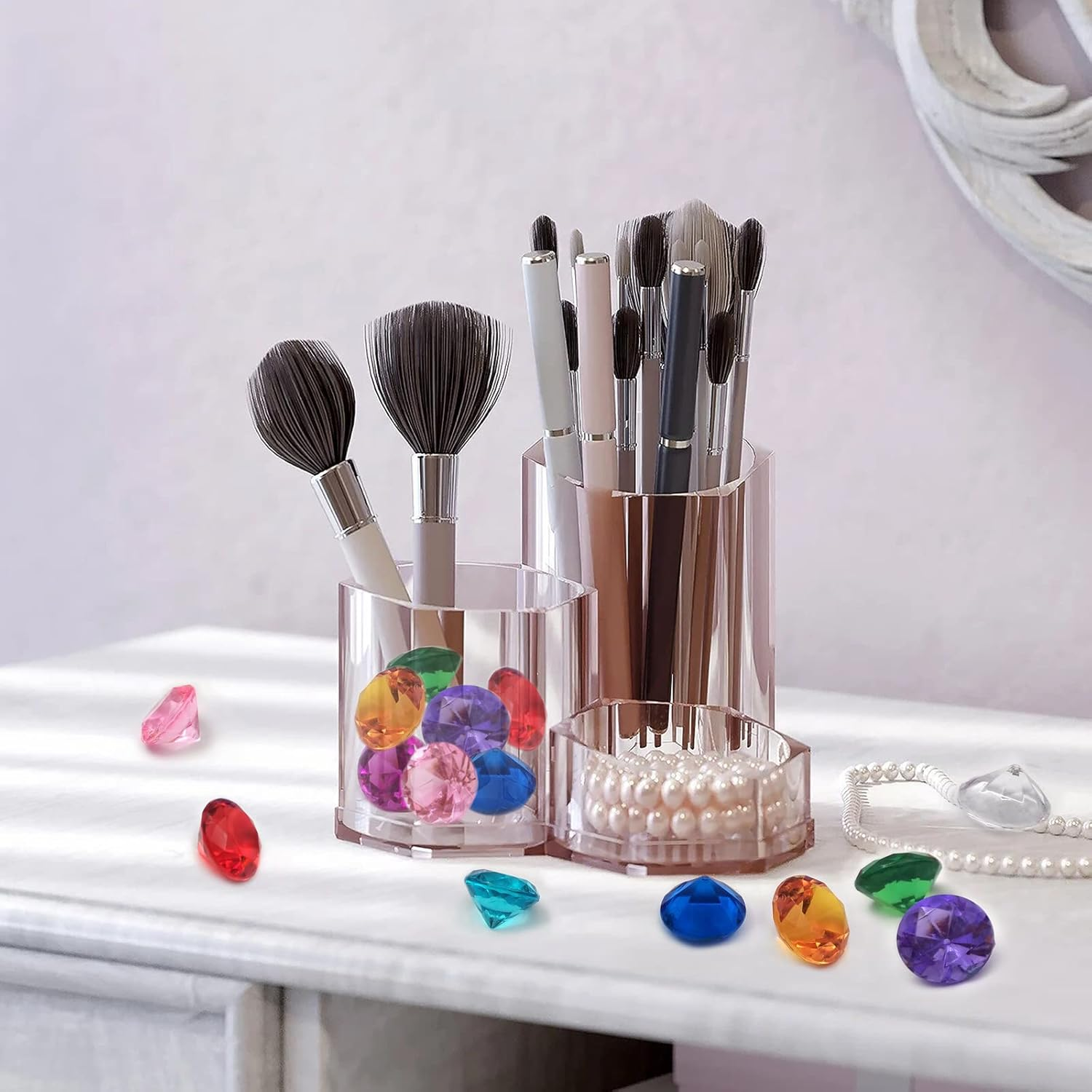 XHKDSYMC 100Pcs Clear Acrylic Diamonds 25Mm Wedding Table Scatters Gemstones Confetti for Vase Fillers,Floral Decor,Bridal Shower Decorations,Home Centerpieces,Candle Display (Multicolor) image number 5