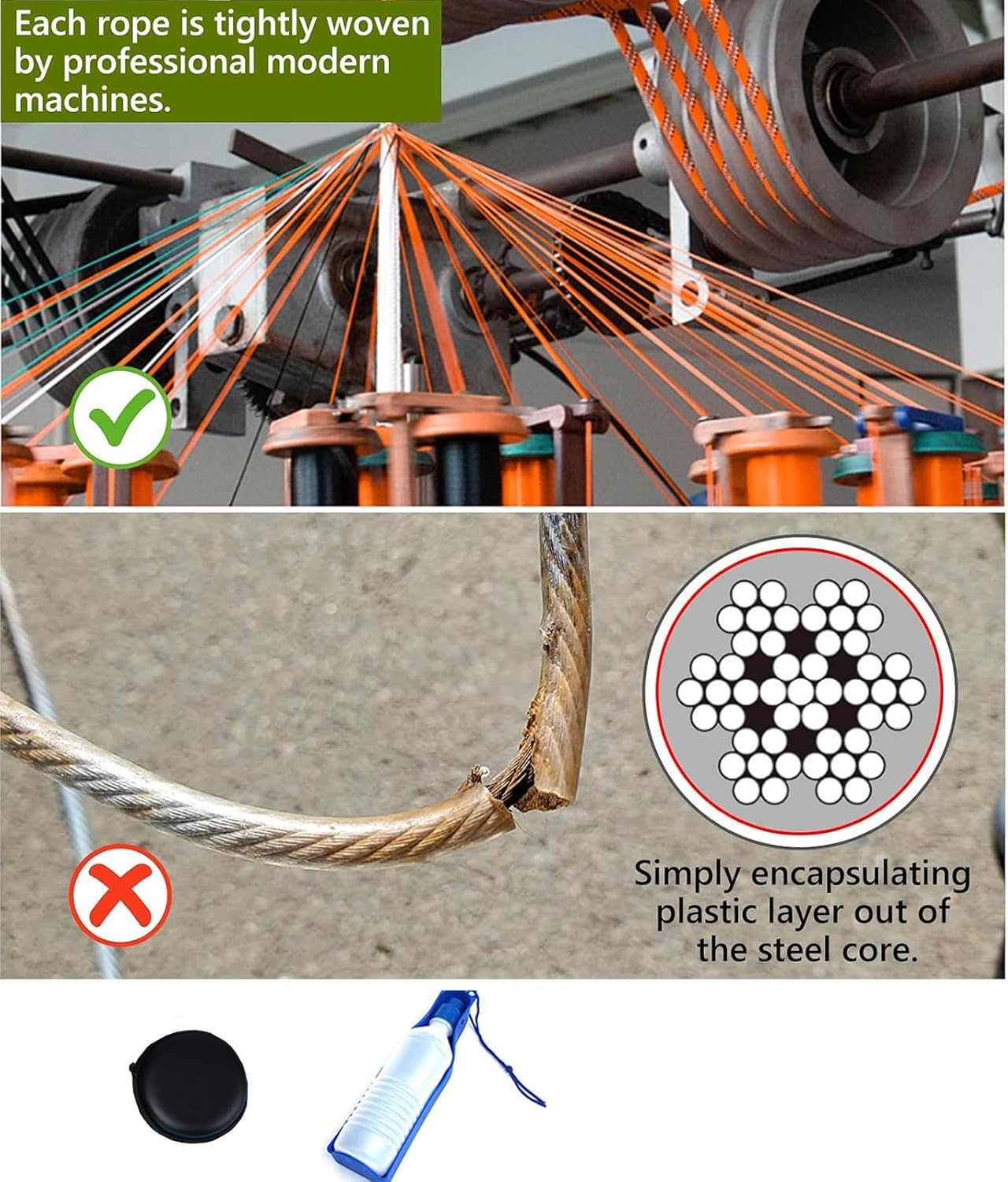 Dog Tie Out Cable for Camping,15M Portable Overhead Trolley System with 3M Runner Lead for Dogs up to 200Lbs，Portable Reflective Dog Lead Line for Yard, Park and Outdoor image number 5