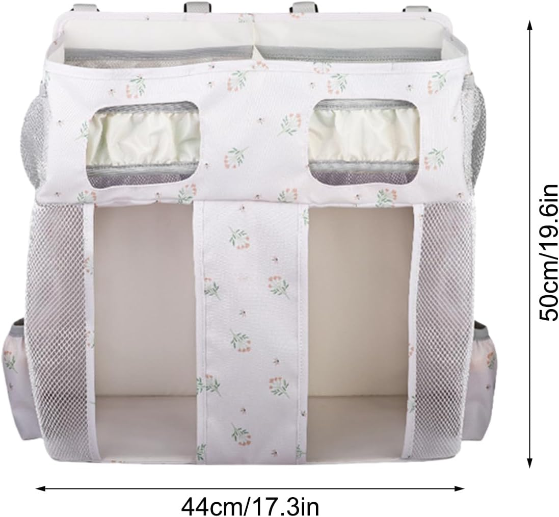 Crib Diaper Organizer, Oxford Bedside Storage Bag, 19.6X17.3X6.3 Inch, Large Capacity Nursery Stacker with Hanging Design, Ideal for Diapers, Bottles, Wipes, Bibs, Cribs, Nursery, - Letter D image number 3