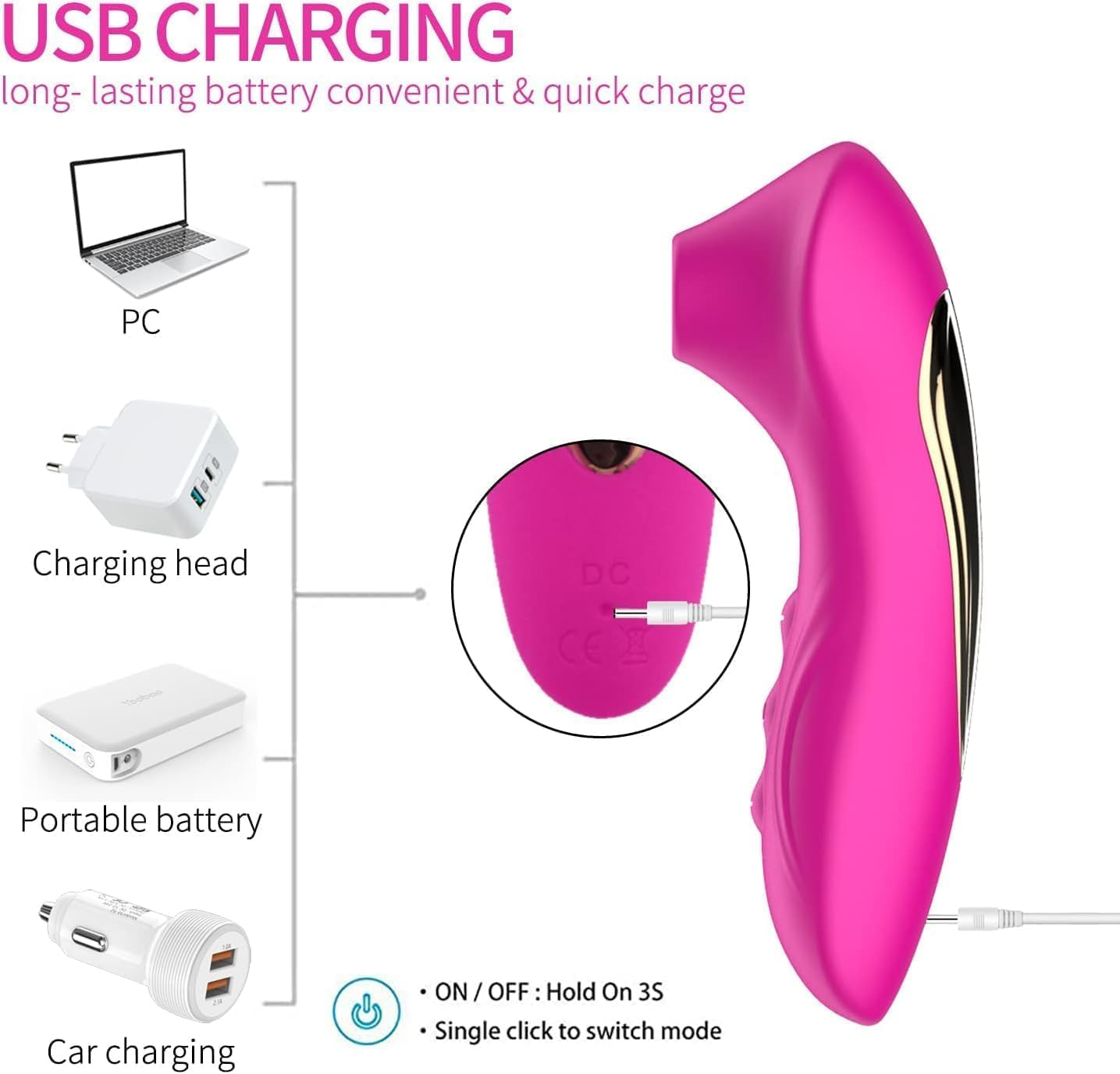 Sucking Silicone Vibrator Female Masturbation Device Female Vaginal Sucking Tongue Licker Vibrator,Silicone Waterproof Electric Massager, Electric Comfort Toys Women Sucking Massager Portable Bed Exercise Tool (Pink) image number 3