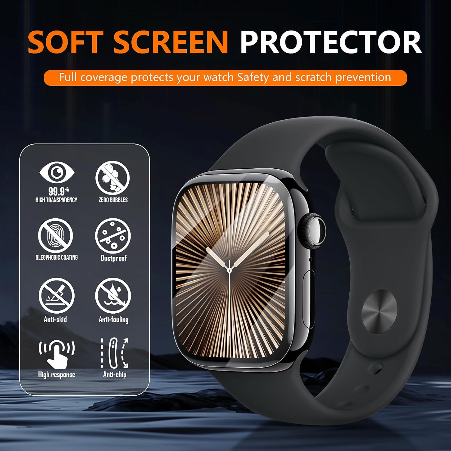 Suoman 5-Pack Screen Protector for Apple Watch Series 11/10 46Mm, Anti-Scratch HD Self-Healing Flexible Full Coverage TPU No Bubble Film for Iwatch 46Mm