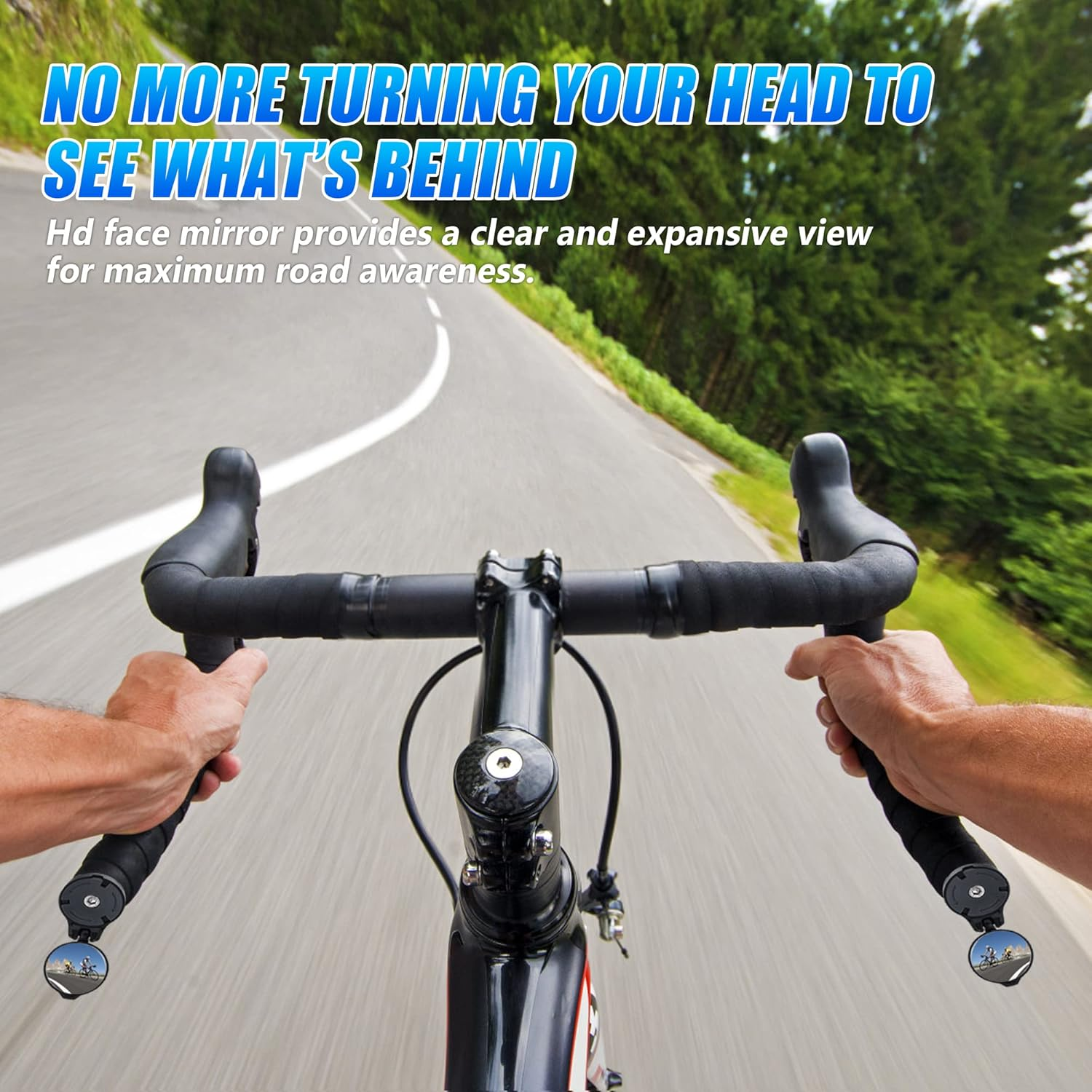 Road Bike Drop Bar Rearview Mirror 2 Pack - Adjustable HD Convex Glass Rear View Mirror for Road Bicycle Mountain Bike Handlebar End image number 4