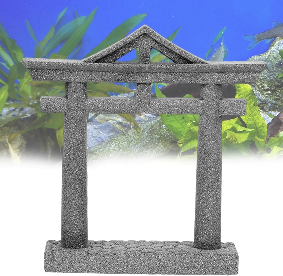 Livelyfish Japanese Fish Tank Decorations Asian Aquarium Decor Torii Gate Ornament Japanese Shrine Oriental Pagoda Aquarium Sandstone Bridge Statues Betta Fish Decorations for Tank, L2 image number 2