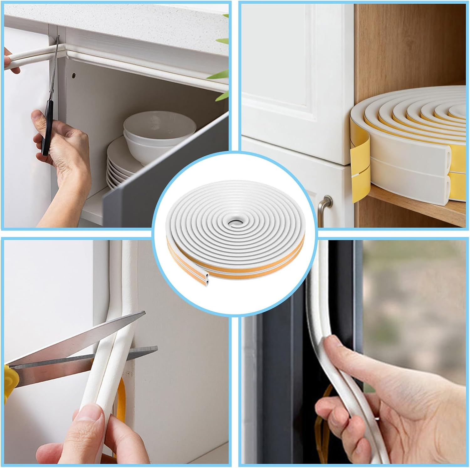 Weather Stripping Tape - 20Ft Self - Adhesive Door & Window Seal Strip, Rubber Foam Draught Excluder, anti - Collision Sound Insulation (Brown) image number 1