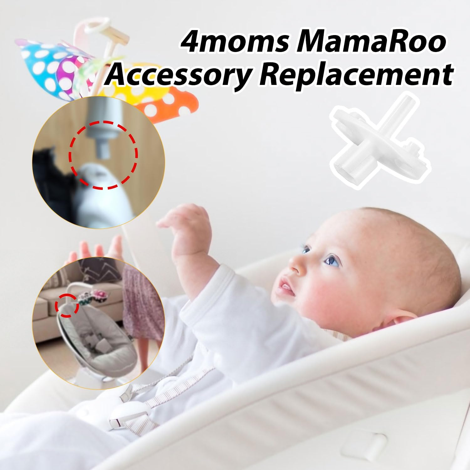 Mobile Connector Replacement for 4Moms Mamaroo, Toy Pole Bar Conversion Attachment Compatible with 4Moms Mamaroo'S Model 1037 Toy Stand Accessories Parts image number 6