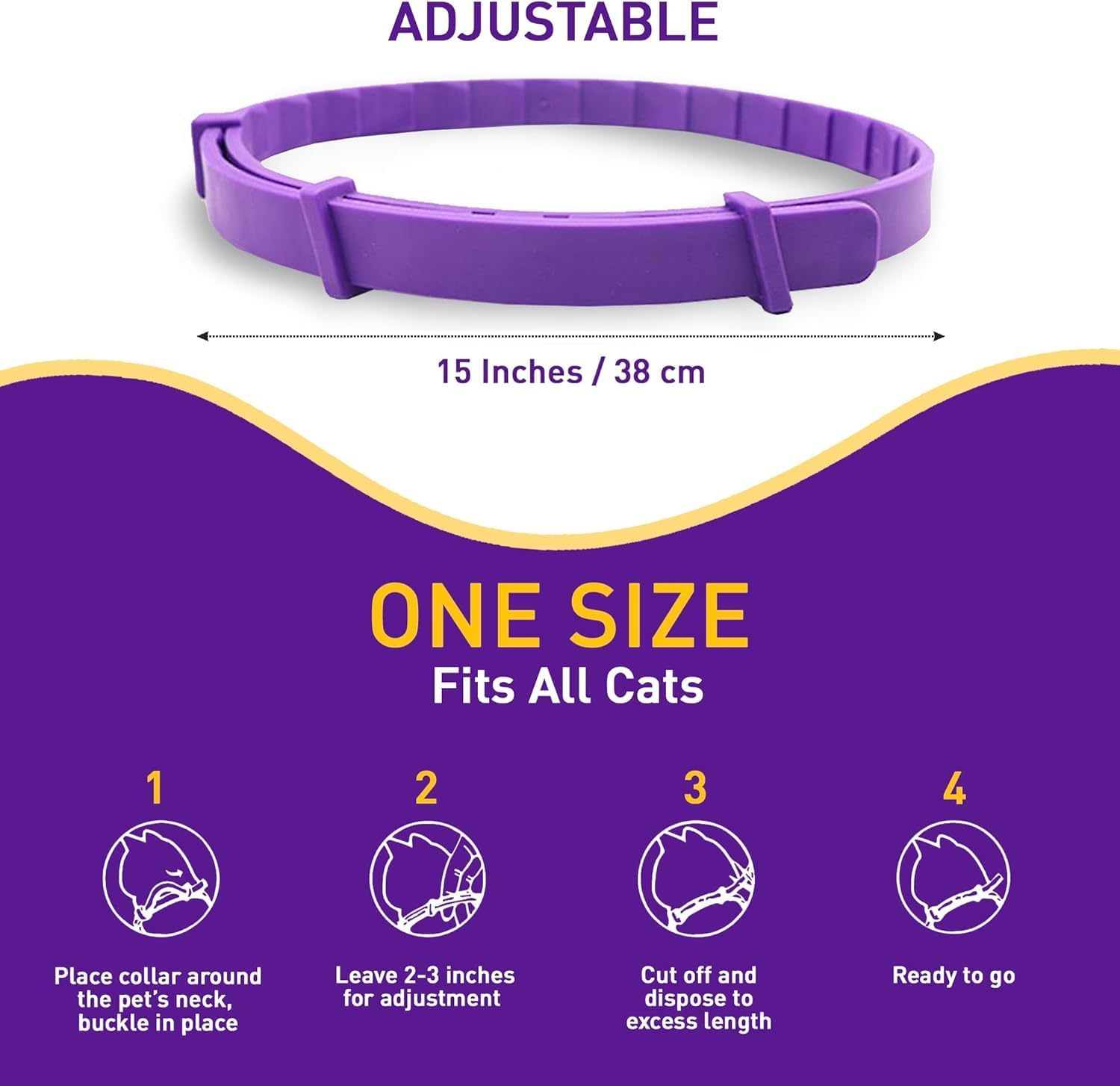 Cat Collar,4Pack Calming Collar for Cats &ndash; Pheromone Cat Calming Collar Cat Anxiety Relief and Stress &ndash; Adjustable Water Resistant Breakaway Calming Collars Natural Ingredients Pheromones Rapid Effect image number 2