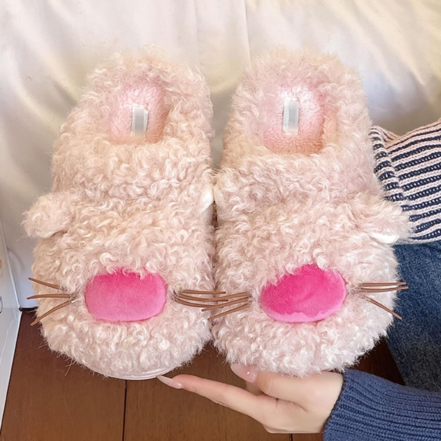 Women'S Cute Fuzzy Cat Slippers Comfy Plush Warm Fun Plush Home Shoes Fluffy Faux Fur Kawaii Cartoon Animal House Slides image number 7