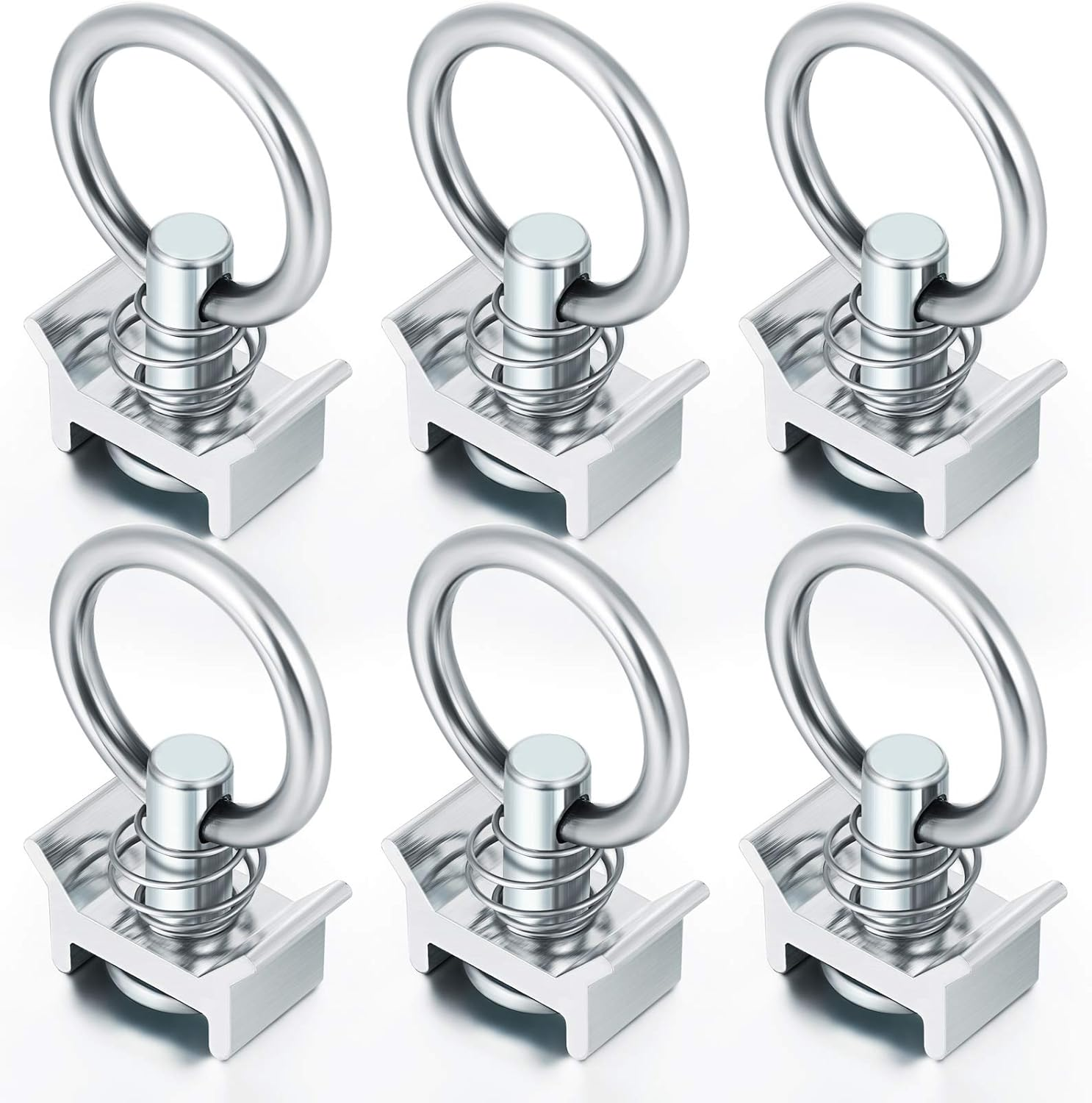 Hotop, Single Stud Fitting L Track 4,000LB Capacity with Stainless Steel round Ring Aluminum Keeper Cargo Control for Airline Track Logistic Installation (10 Pieces) image number 5