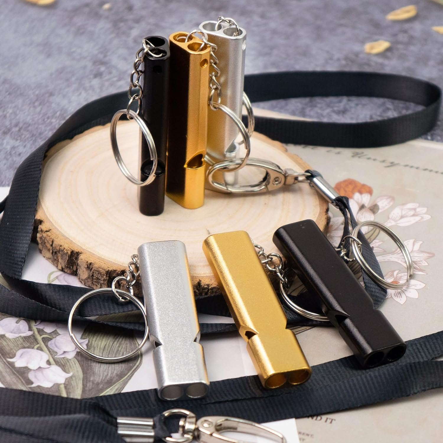 NEETUE 6 PCS Whistles for Adults with Lanyard, Black Whistle, Storm Whistle, Squeeze Boat Whistle, Hiking Whistle Safety Whistle, Whistles for Adults Emergency, Bear Whistle to Scare Bears image number 1