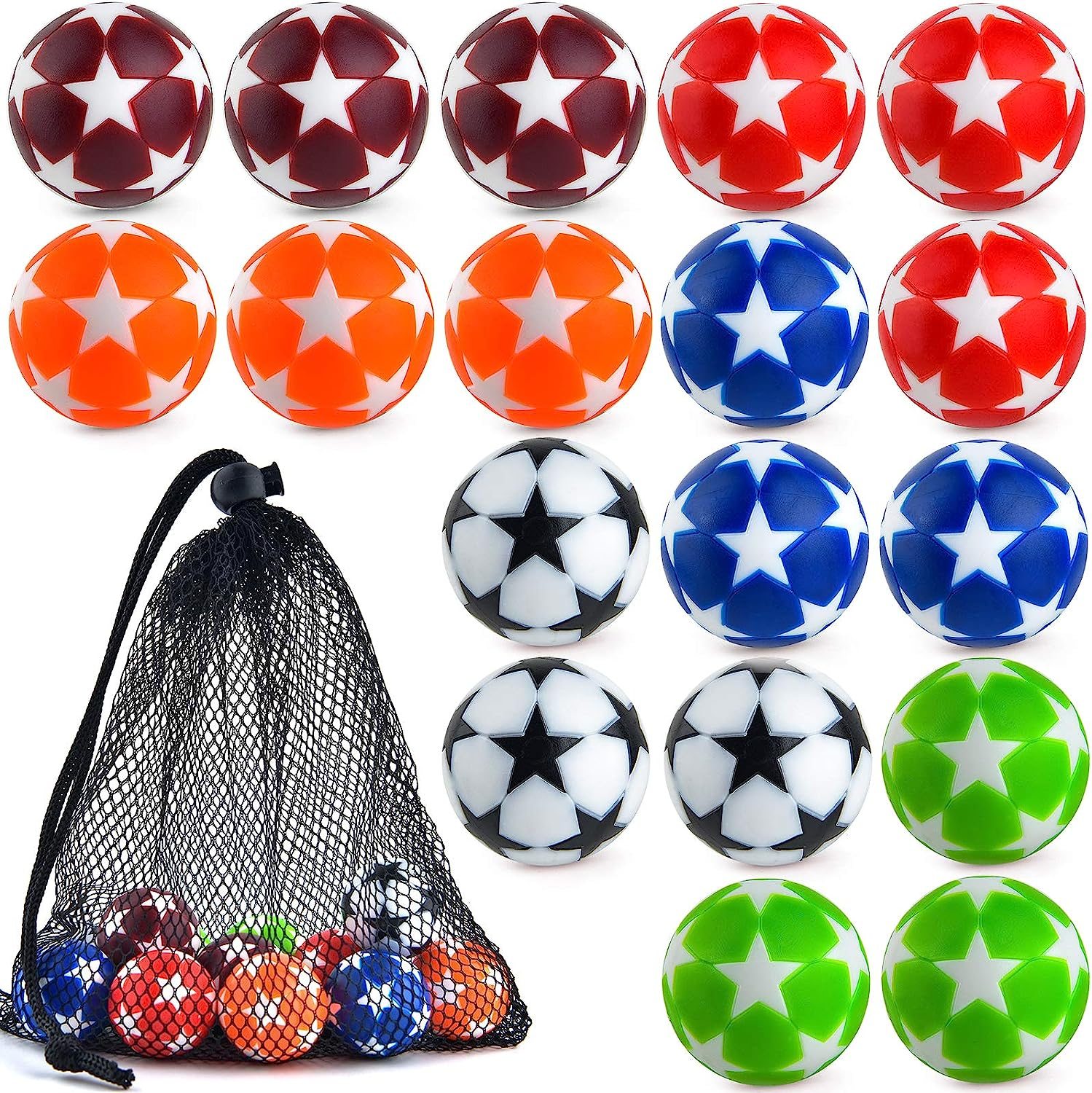 Coopay 18 Pieces 32Mm Foosball Balls Table Football Soccer Replacement Balls Multicolor Official Tabletop Game Balls with a Black Drawstring Bag