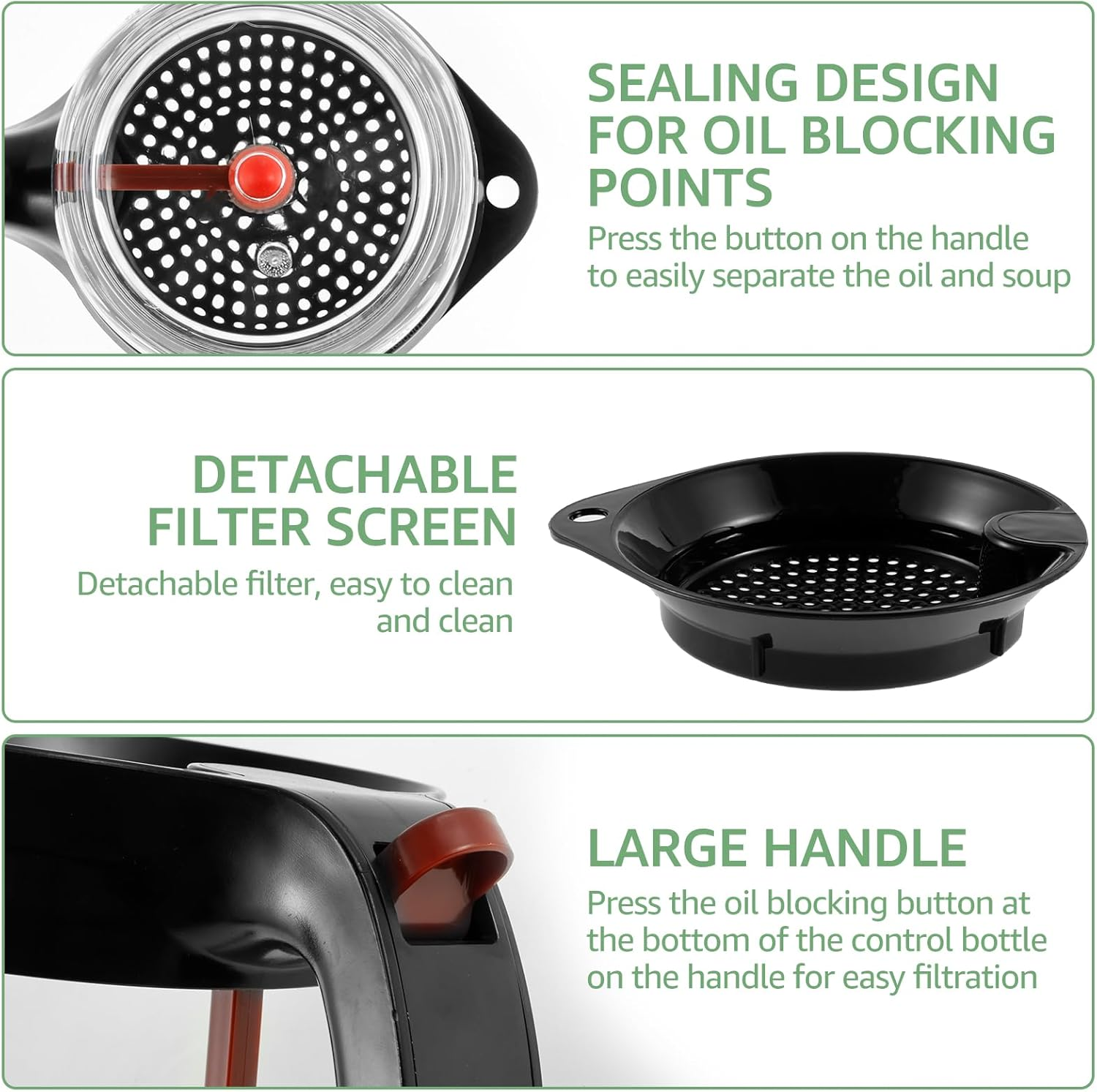 Fat Separator with Bottom Release, 4 Cups Gravy Separator for Cooking, Plastic Soup Oil Separator Measuring Cup, Kitchen Gadgets Grease Separator, Fat Skimmer for Gravy Sauces and Other Liquids Black image number 3