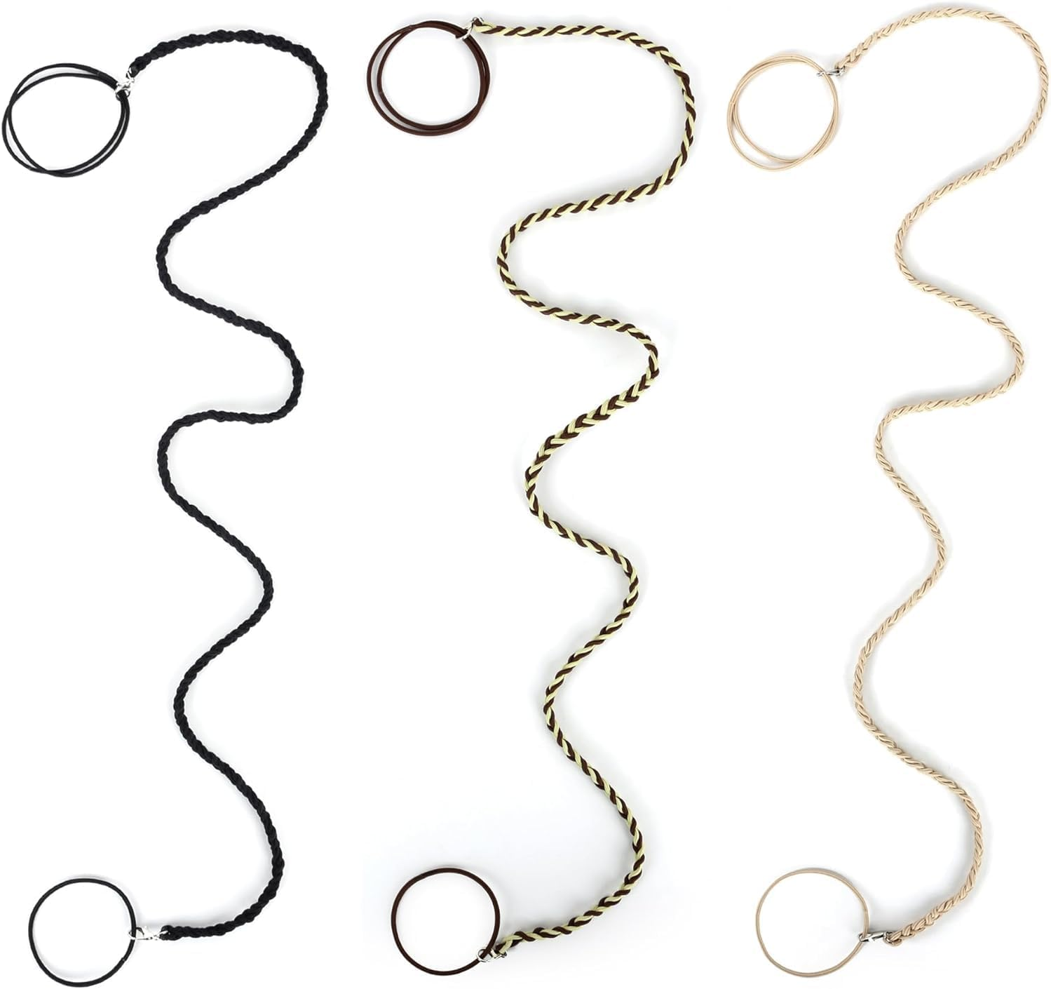 3 Packs 25" Rip Hair Ties,Elastic Hair Tie No Damage Strong Tangle Free Braided Pony Tails Hair Ties Pony Tail Wrap for Long Hair for Gym, Swimming (Coffee, Beige,Black, 25")