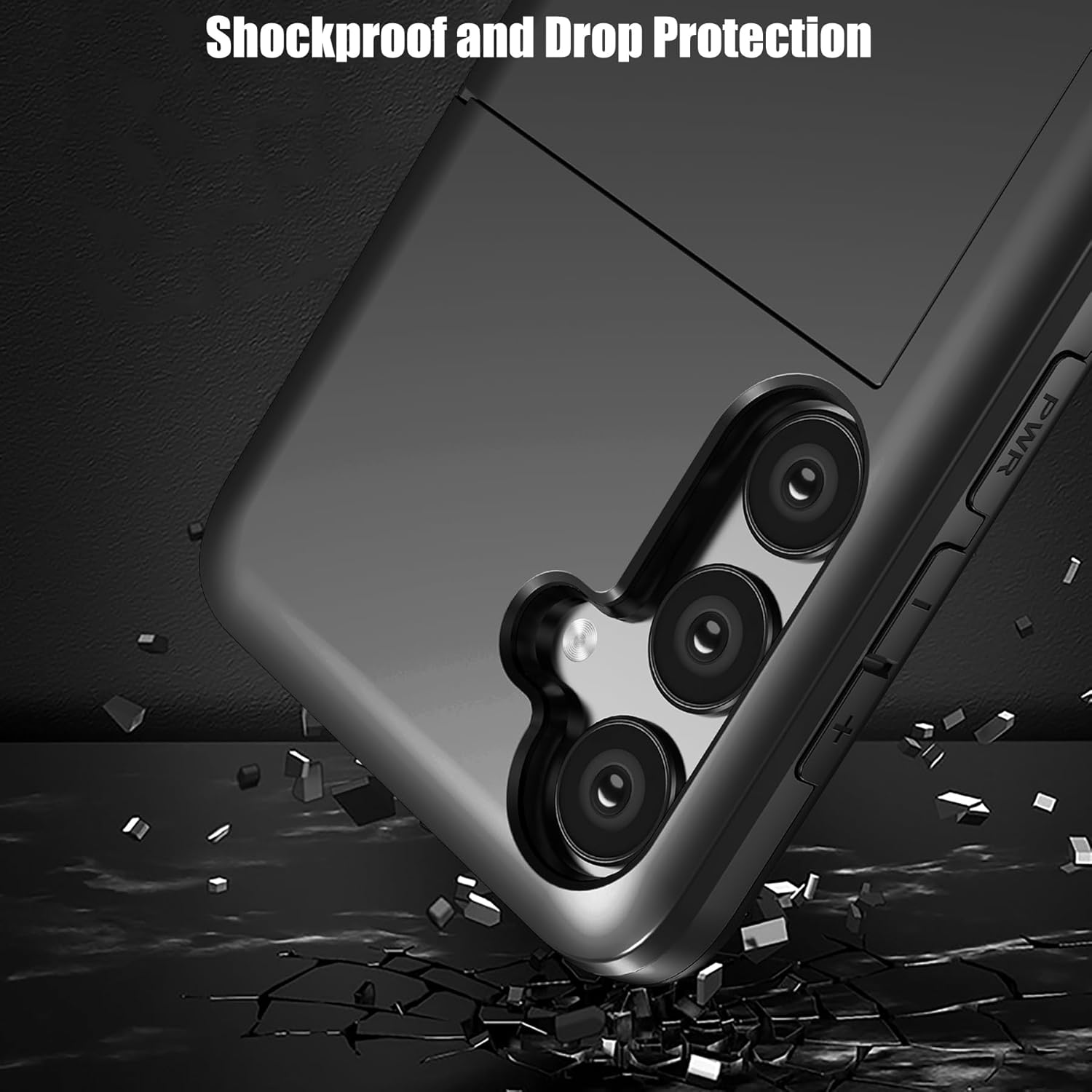 For Samsung A17 Case with Card Holder (Store 2 Cards),Samsung Galaxy A17 Case Wallet Case Slim Dual Layer Heavy Duty Protective Shockproof Hidden Card Slot Phone Case for Samsung A17,Black image number 2